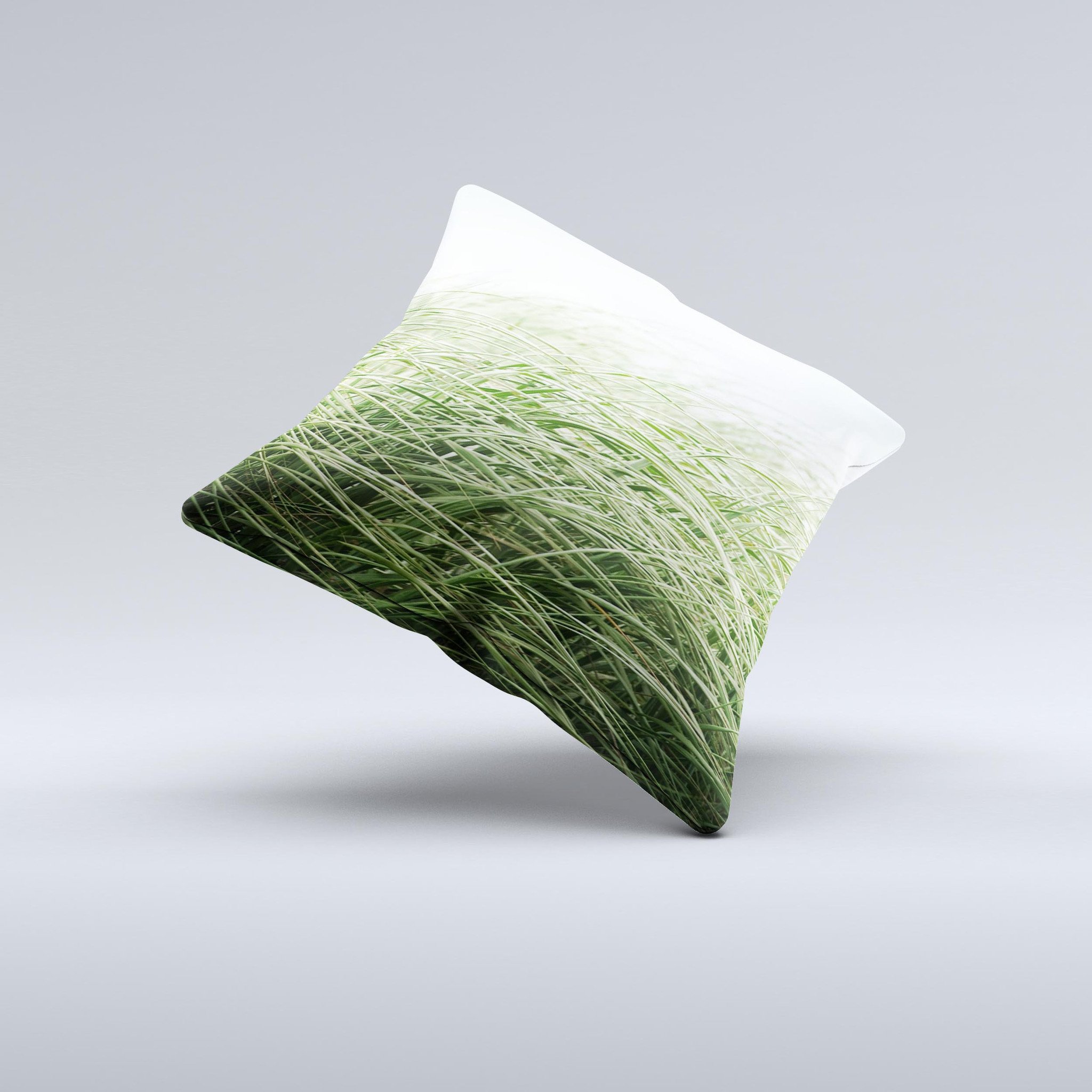 Grassy Field Ink-Fuzed Decorative Throw Pillow showcasing a unique design with high thread count fabric, handcrafted in Virginia.