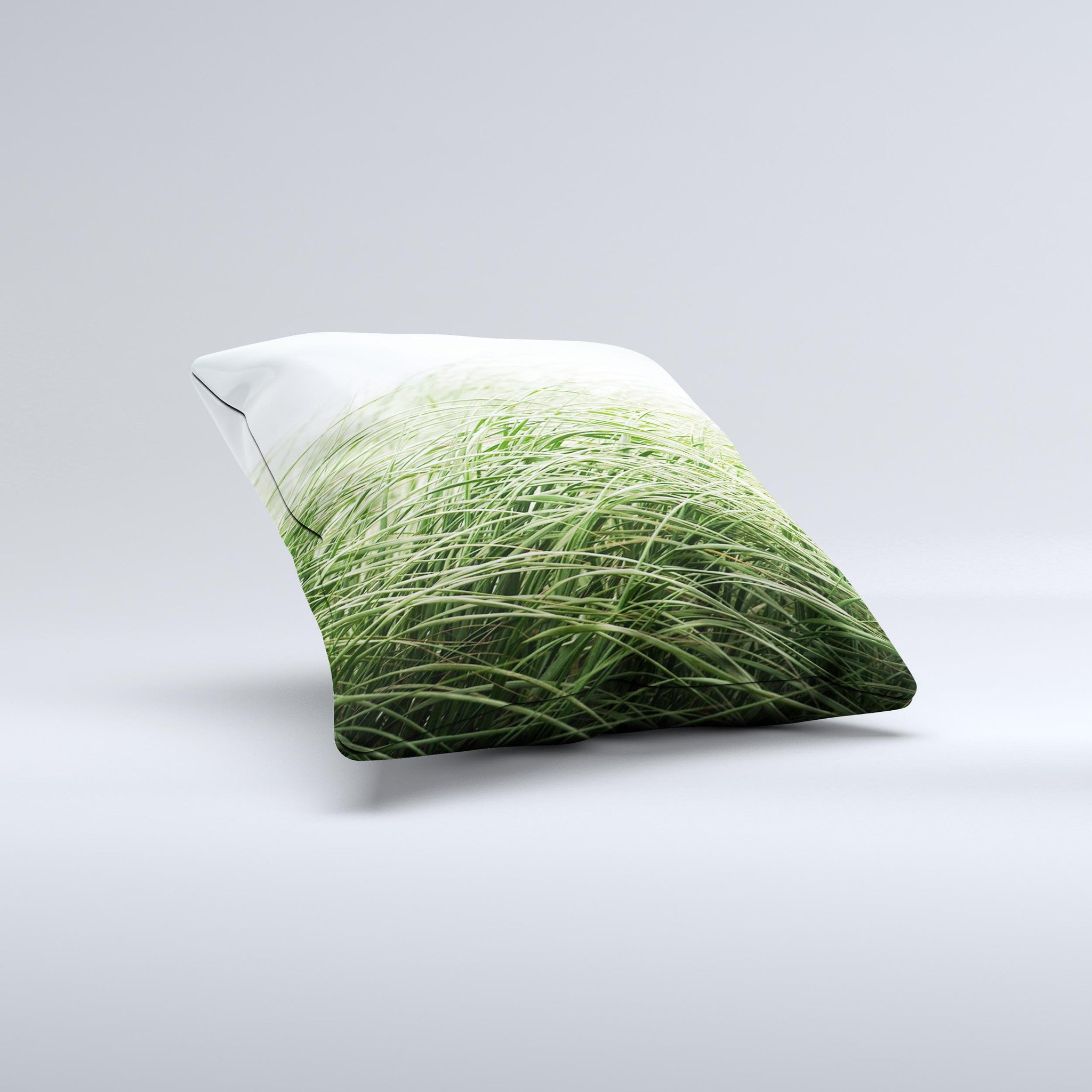 Grassy Field Ink-Fuzed Decorative Throw Pillow showcasing a unique design with high thread count fabric, handcrafted in Virginia.