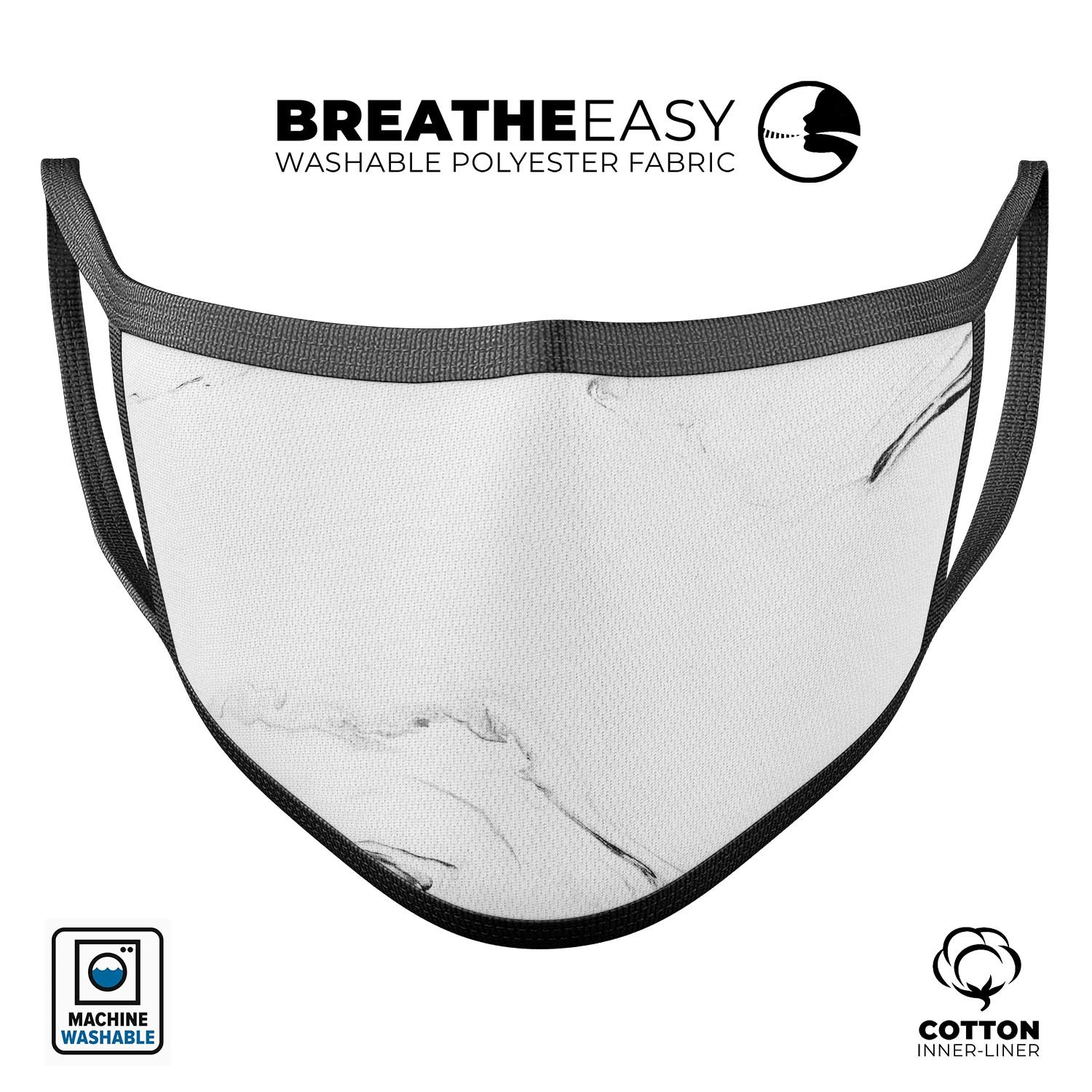 Gray 319 Textured Marble mouth cover, showcasing a stylish design with adjustable ear loops for a comfortable fit.