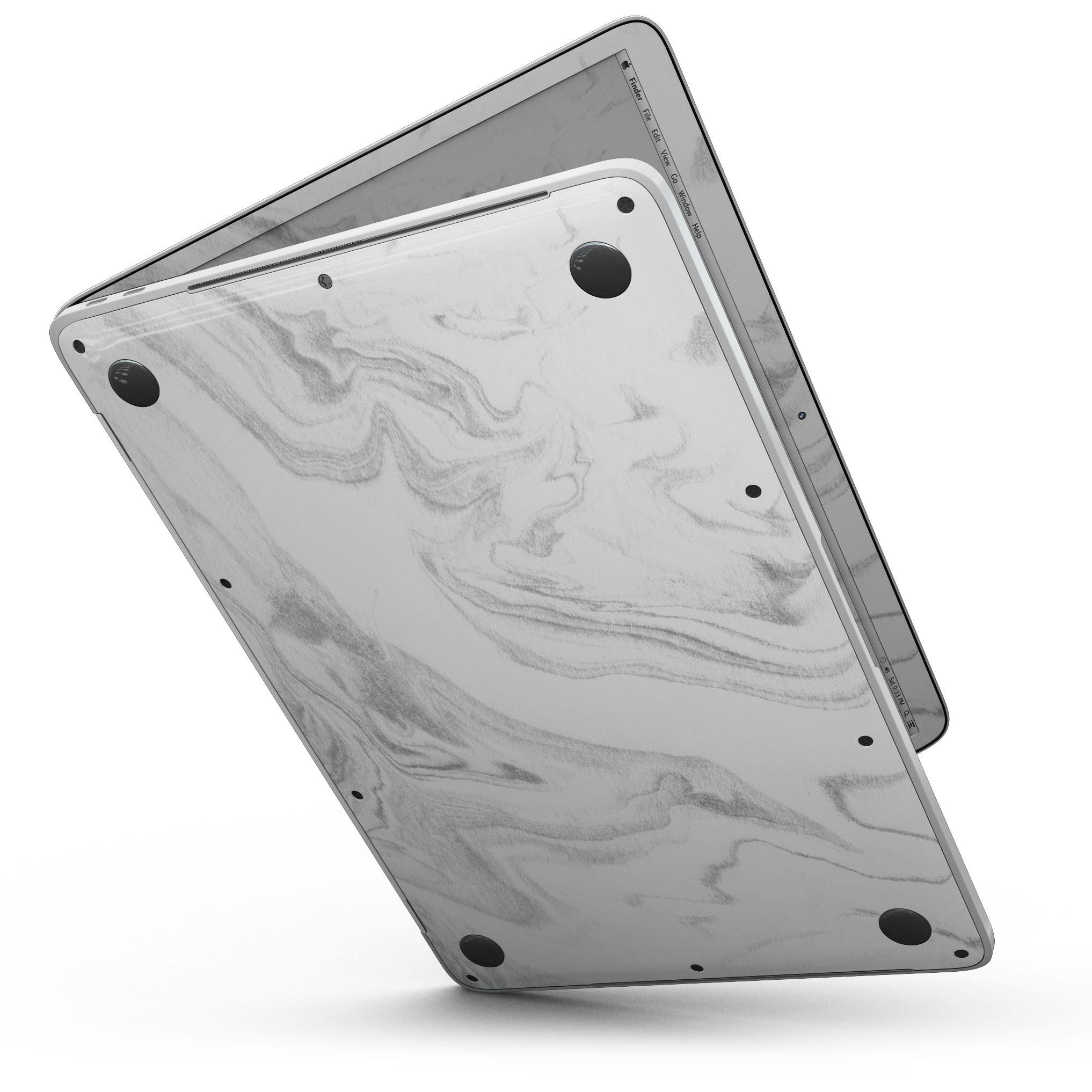 Gray 65 Textured Marble Skin Kit for 13" MacBook Pro without Touch Bar, showcasing a stylish marble design.