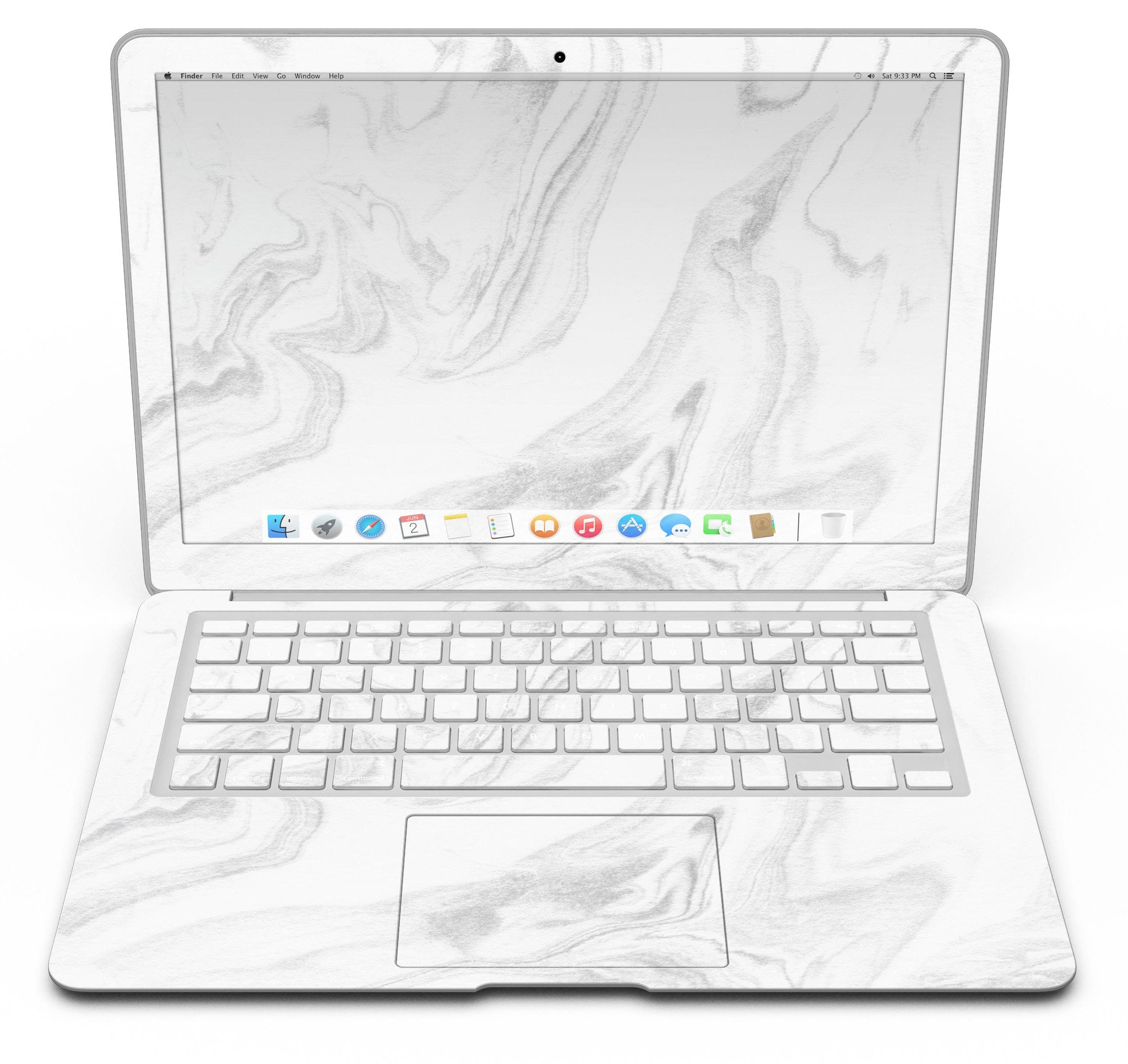 Gray 65 Textured Marble Skin Kit for MacBook Air, showcasing a stylish marble design that protects the device from scratches.