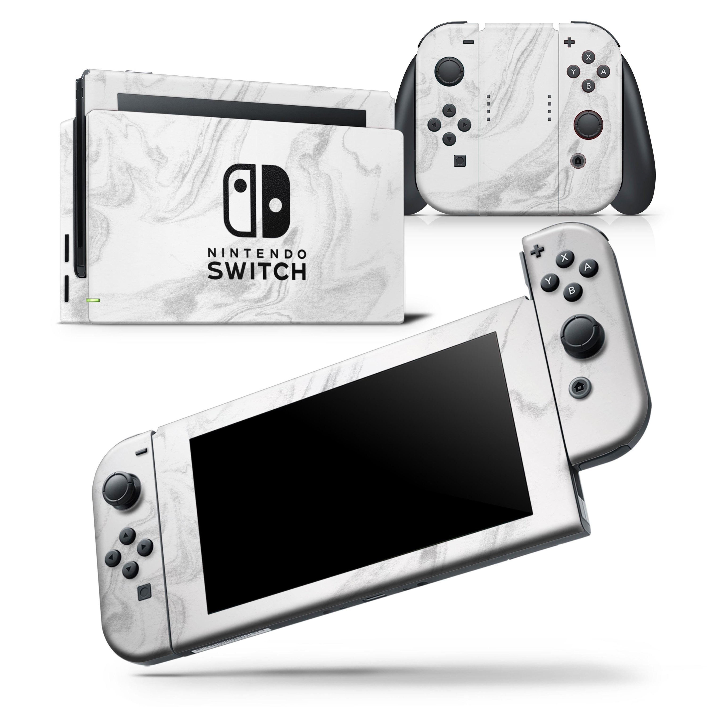 Gray 65 Textured Marble skin wrap decal for Nintendo Switch Lite, showcasing a stylish design that fits snugly on the console and controllers.