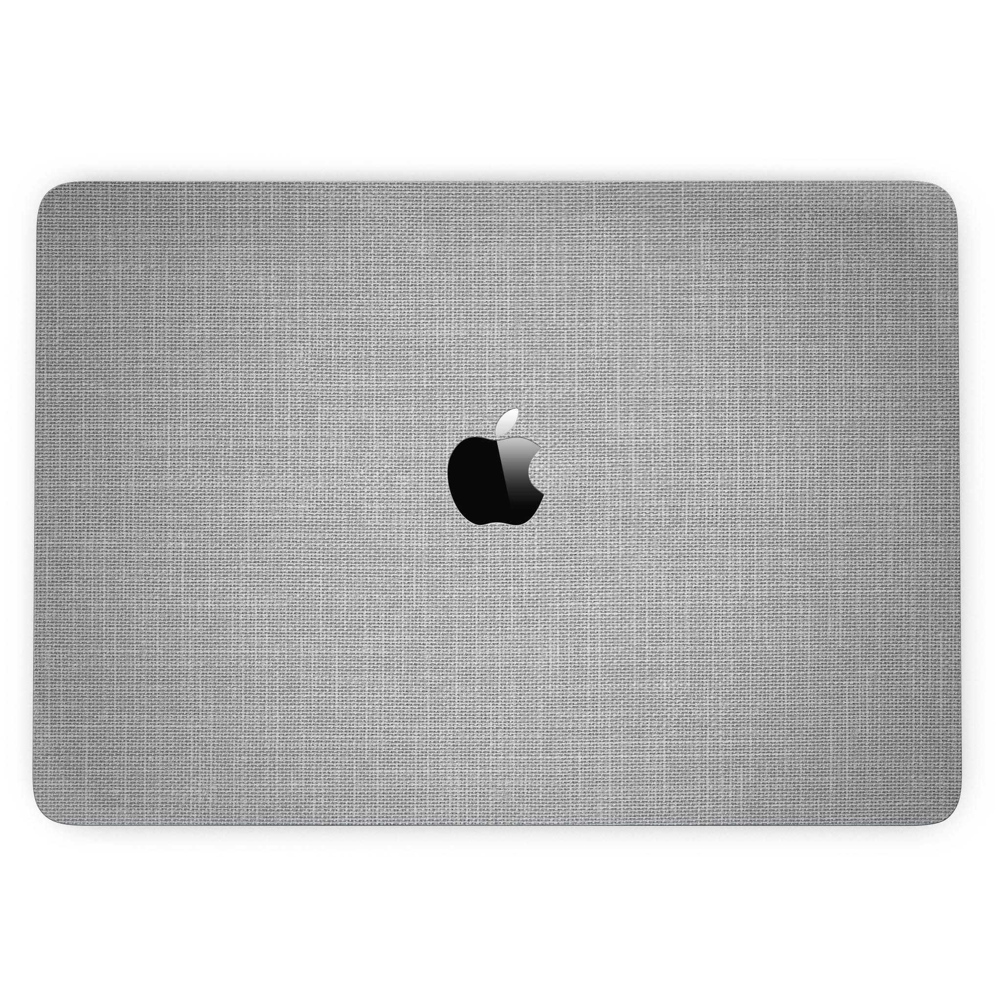 Gray and white scratched fabric skin kit for MacBook Pro with Touch Bar, showcasing a stylish design that protects the device.