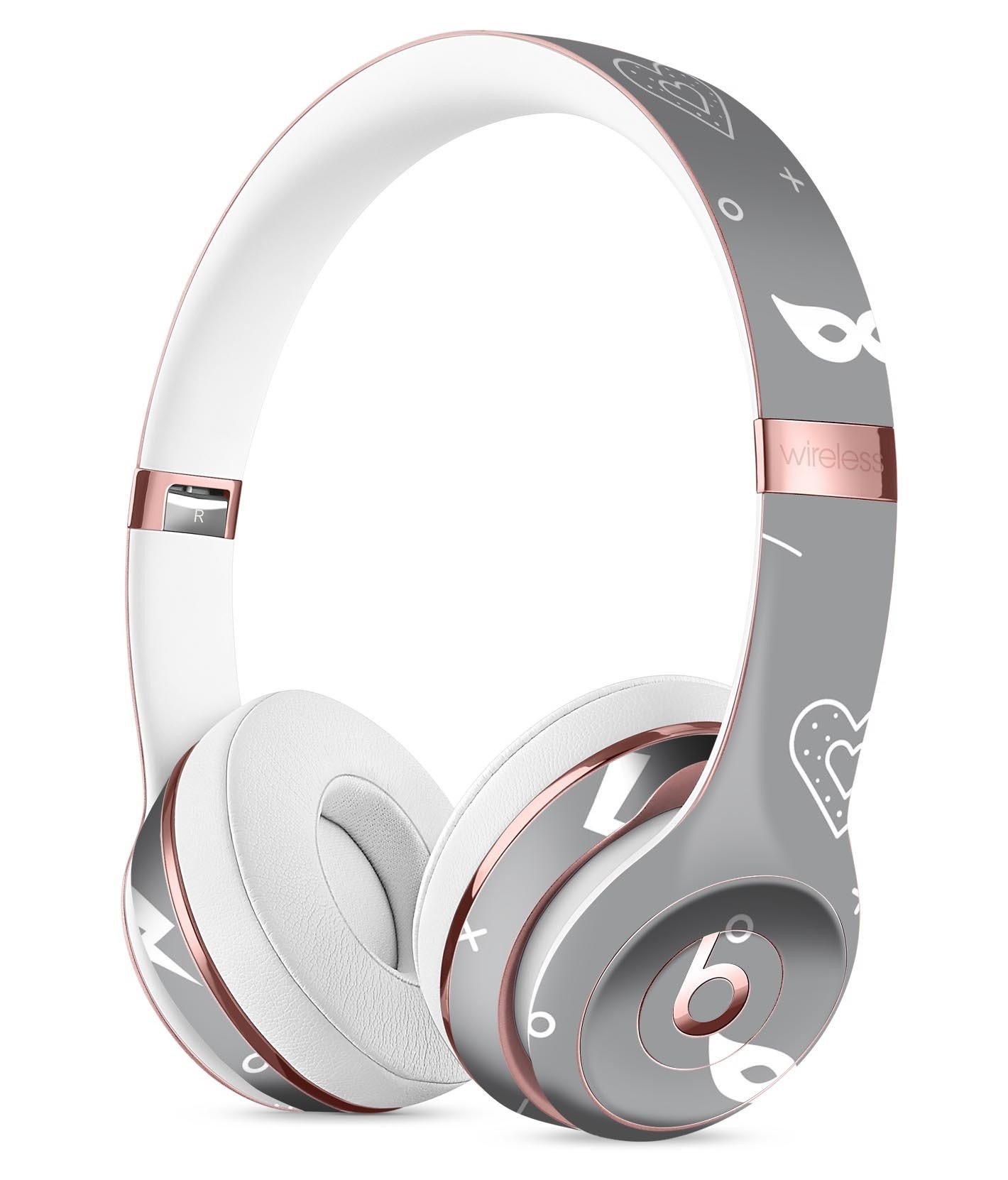 Gray Doodles with Lightning Full-Body Skin Kit for Beats by Dre Solo 3 Wireless Headphones, showcasing vibrant doodle design.