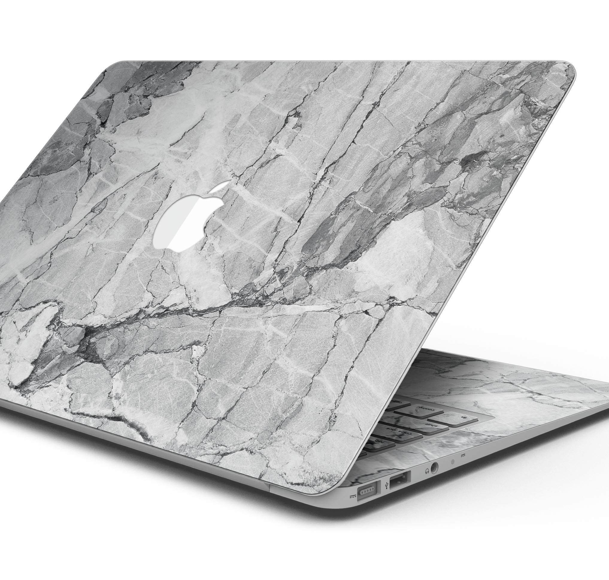 Gray Slate Marble Skin Decal Wrap Kit for Apple MacBook, showcasing a stylish design and premium vinyl material.