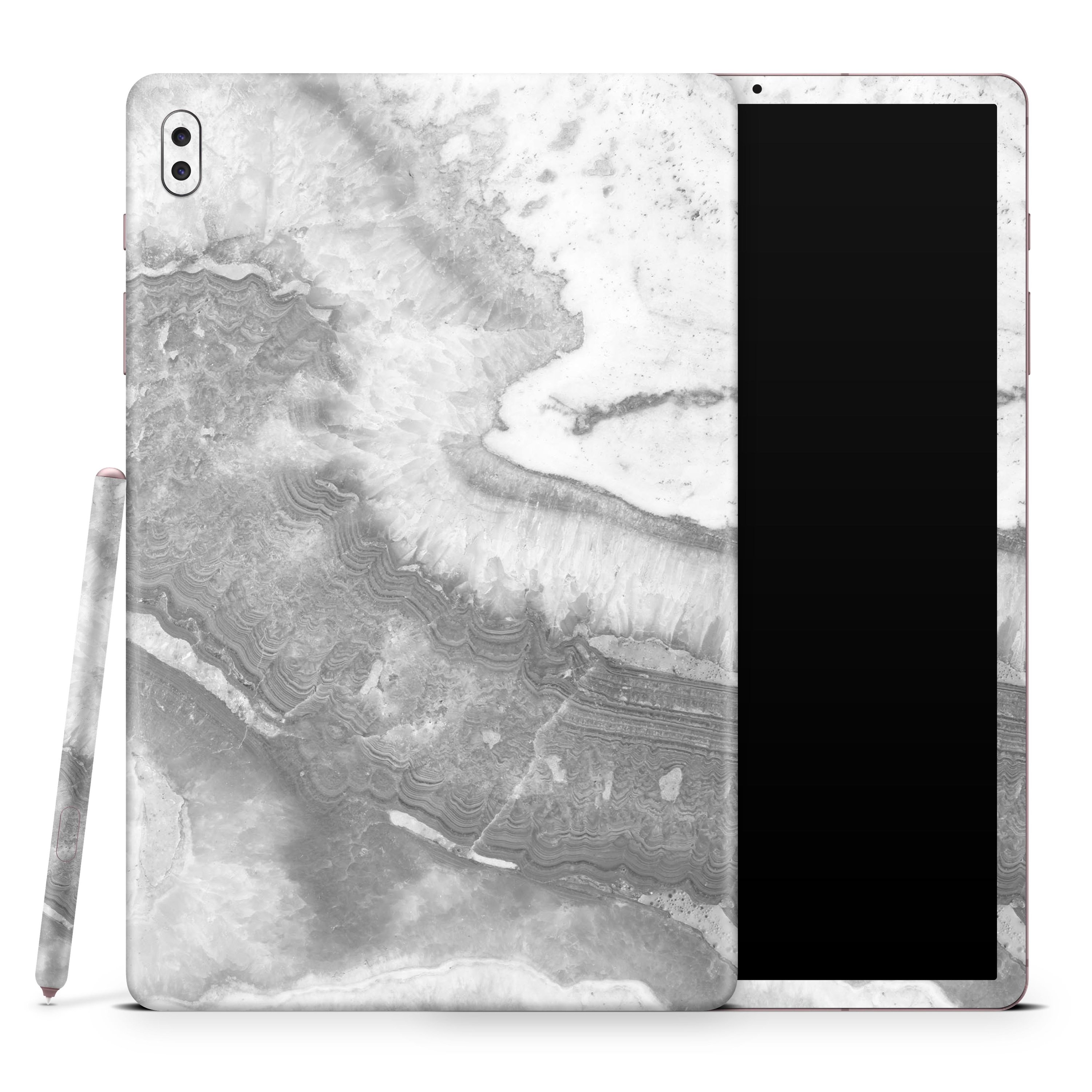 Gray Slate Marble V26 skin decal wrap kit for Samsung Galaxy tablet, showcasing a sleek design and premium quality finish.