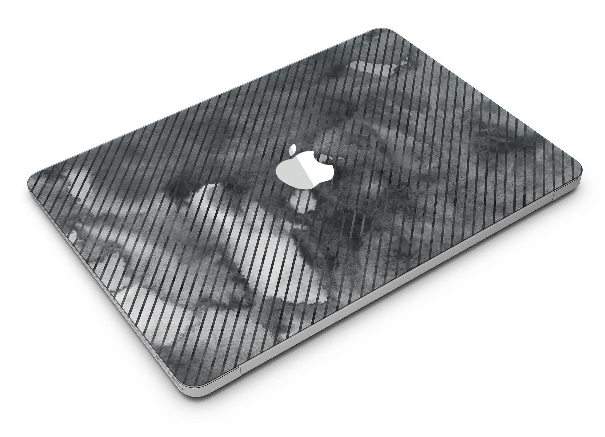 Gray Watercolor Stripes skin kit for MacBook Air, showcasing a stylish design that protects against scratches.