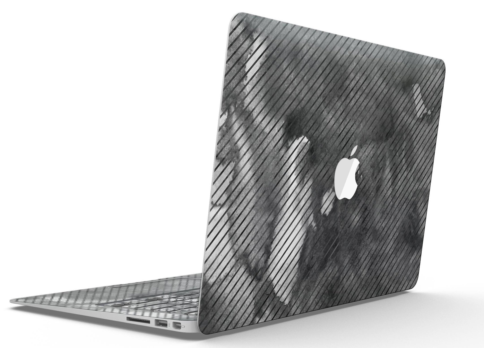 Gray Watercolor Stripes skin kit for MacBook Air, showcasing a stylish design that protects against scratches.