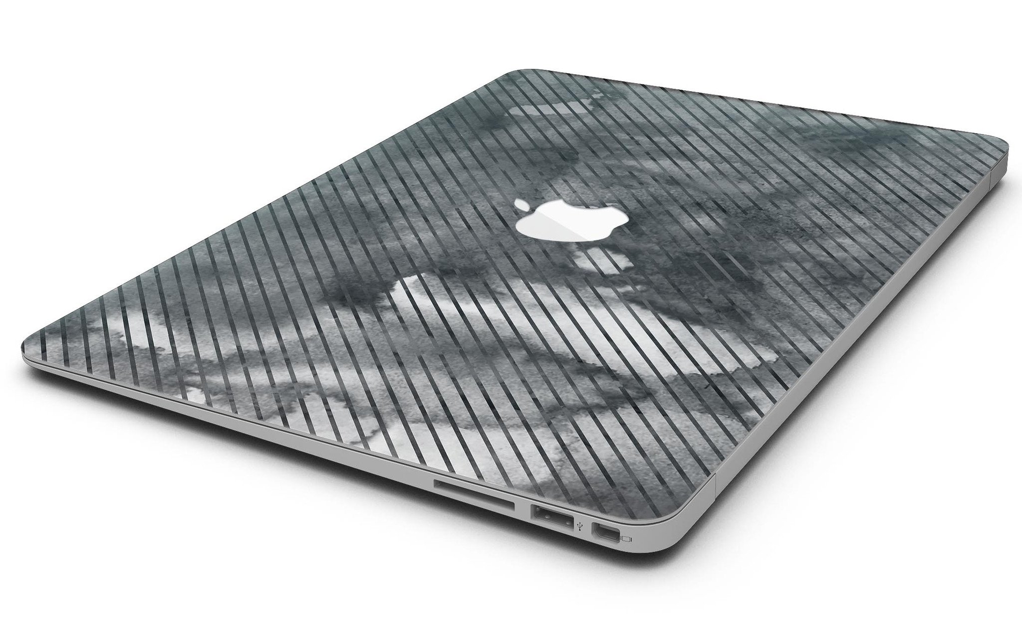 Gray Watercolor Stripes skin kit for MacBook Air, showcasing a stylish design that protects against scratches.