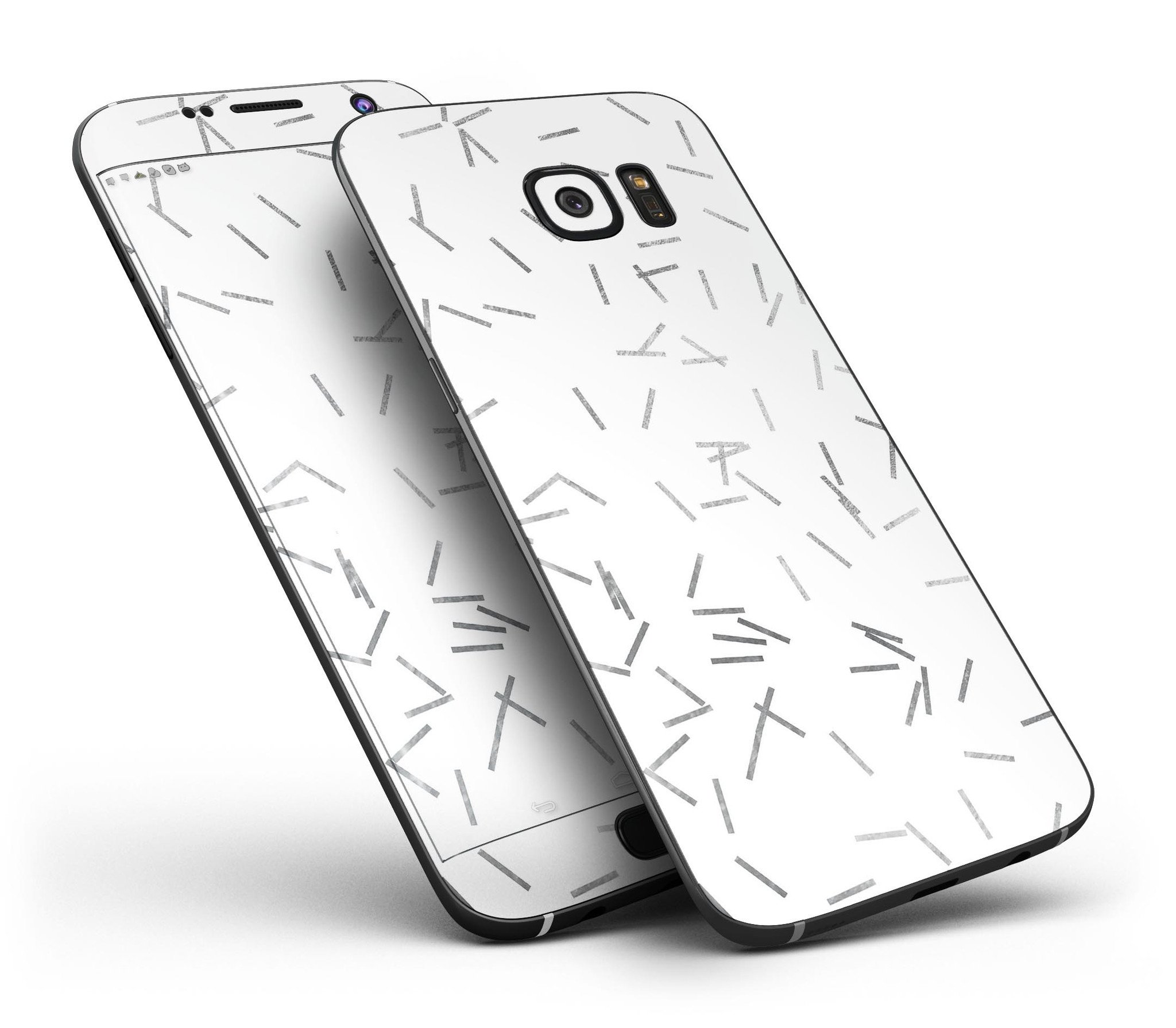 Grayscale Descending Candy Sticks skin kit for Samsung Galaxy S7/S7 Edge, showcasing its sleek design and premium vinyl material.