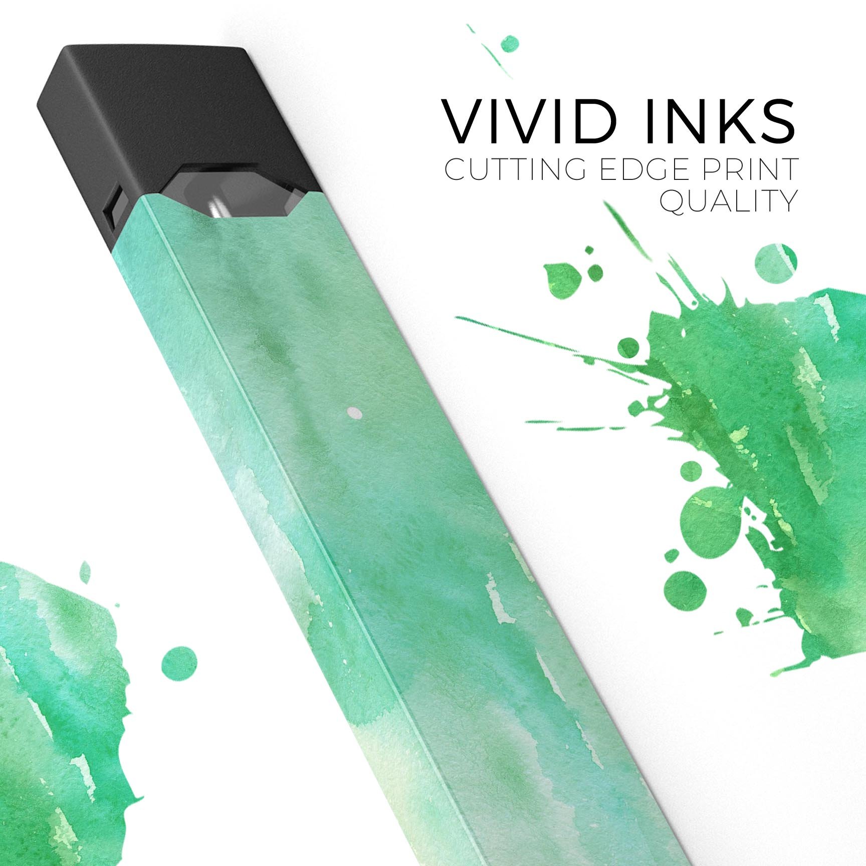 Green 2 Absorbed Watercolor Texture decal for JUUL device, showcasing vibrant colors and a protective layer.