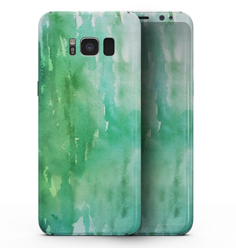 Green 2 Absorbed Watercolor Texture full-body skin for Samsung Galaxy S8, showcasing vibrant colors and a sleek design.