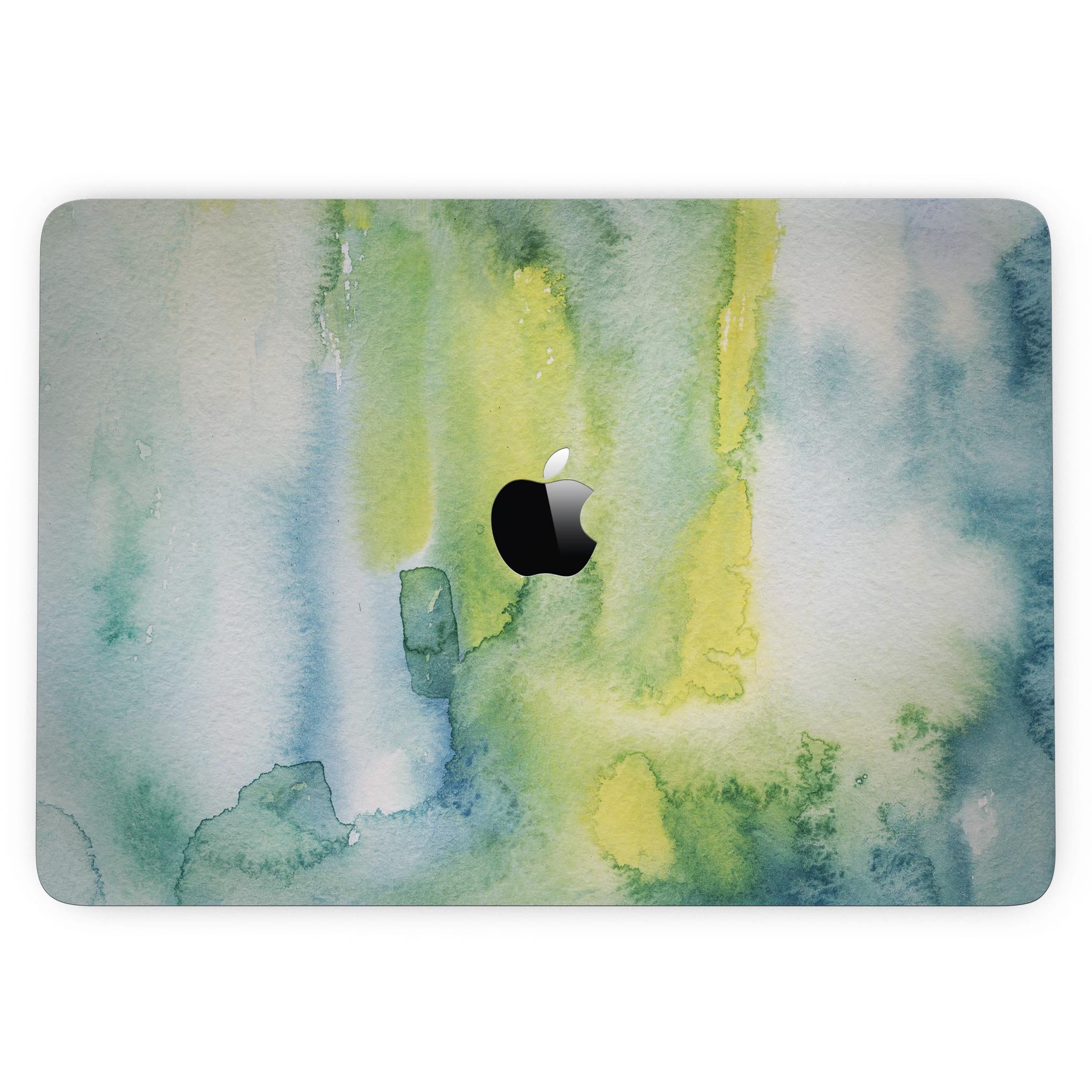 Green 211 Absorbed Watercolor Texture skin for MacBook Pro with Touch Bar, showcasing vibrant colors and a stylish design.