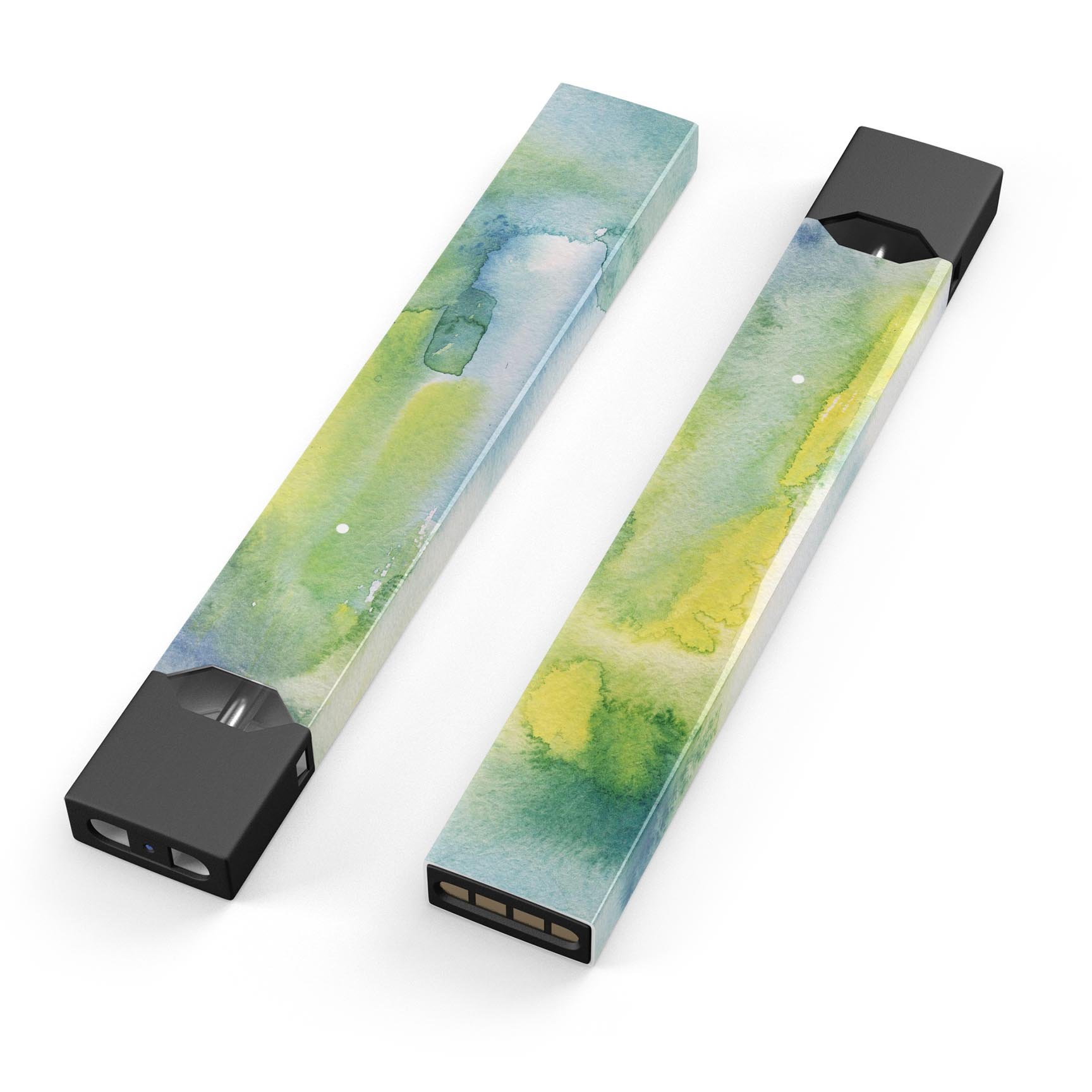 Green 211 Absorbed Watercolor Texture decal for JUUL vaping device, showcasing vibrant colors and premium protective features.