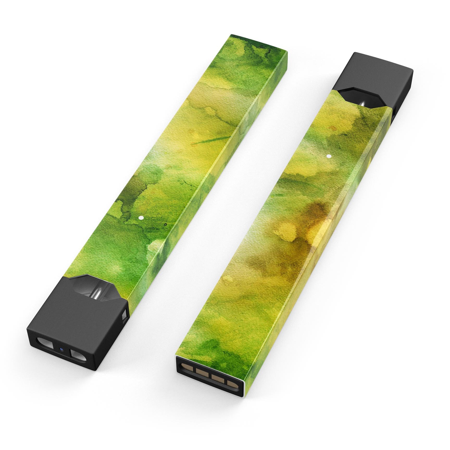 Green 863 Absorbed Watercolor Texture decal for JUUL vaping device, showcasing vibrant colors and smooth finish.