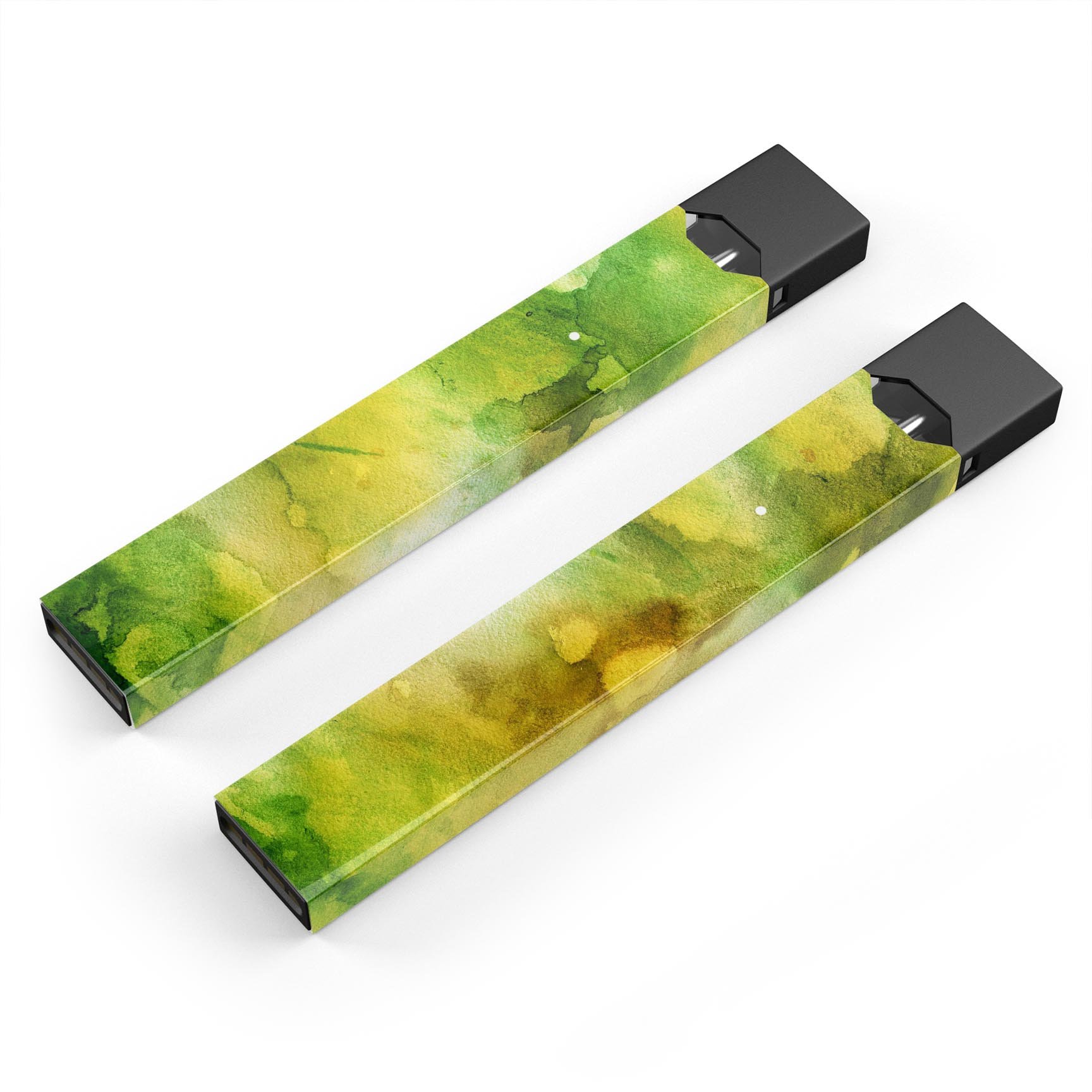 Green 863 Absorbed Watercolor Texture decal for JUUL vaping device, showcasing vibrant colors and smooth finish.