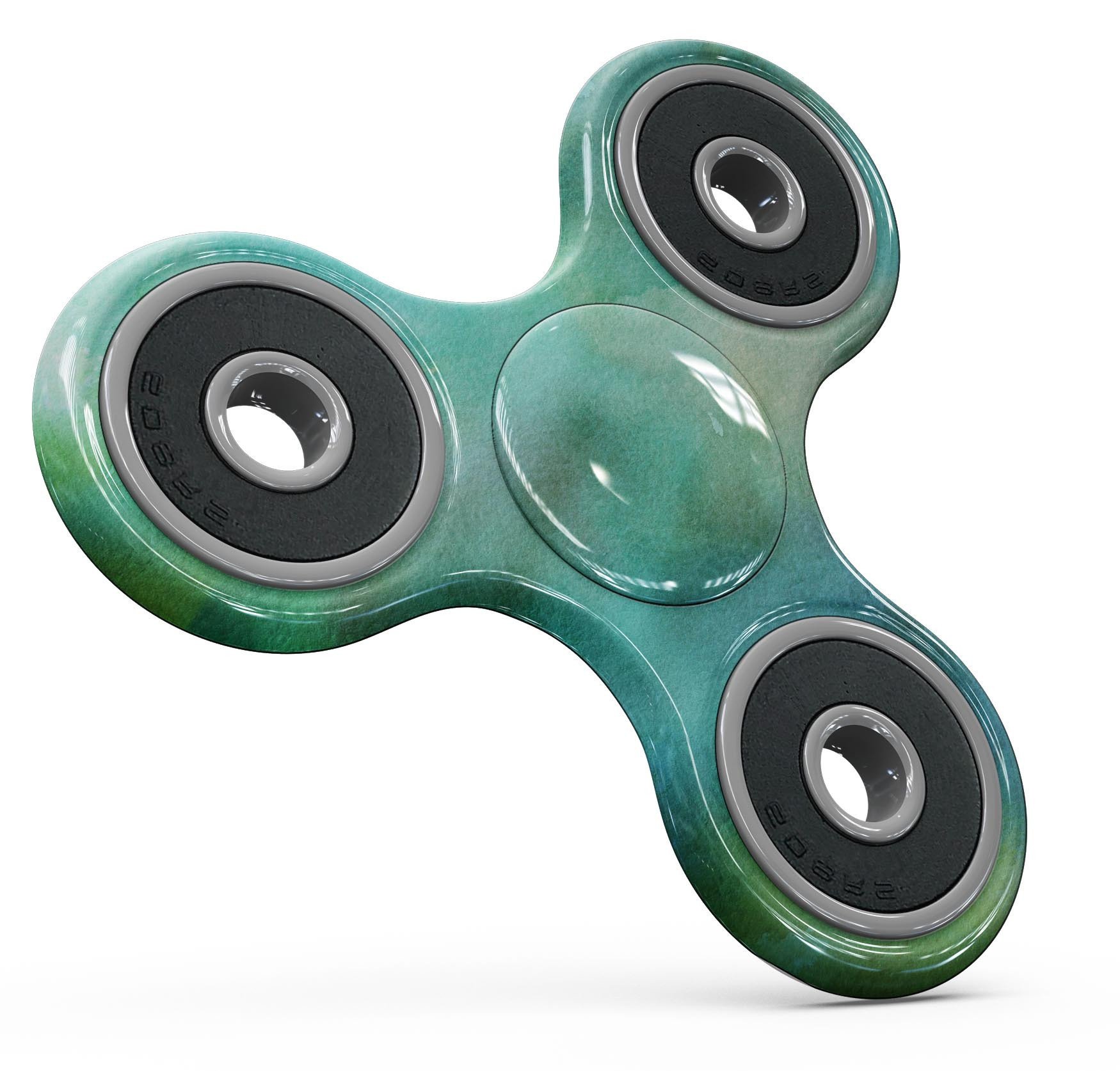 Green 979 Absorbed Watercolor Texture skin for fidget spinner, showcasing vibrant colors and a smooth finish.