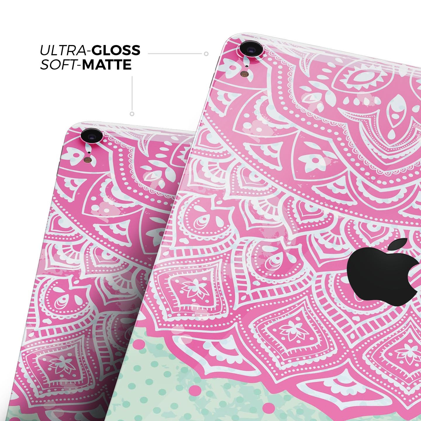 Green and Pink Tribal v3 Full Body Skin Decal for Apple iPad Pro, showcasing vibrant tribal patterns and premium finish.