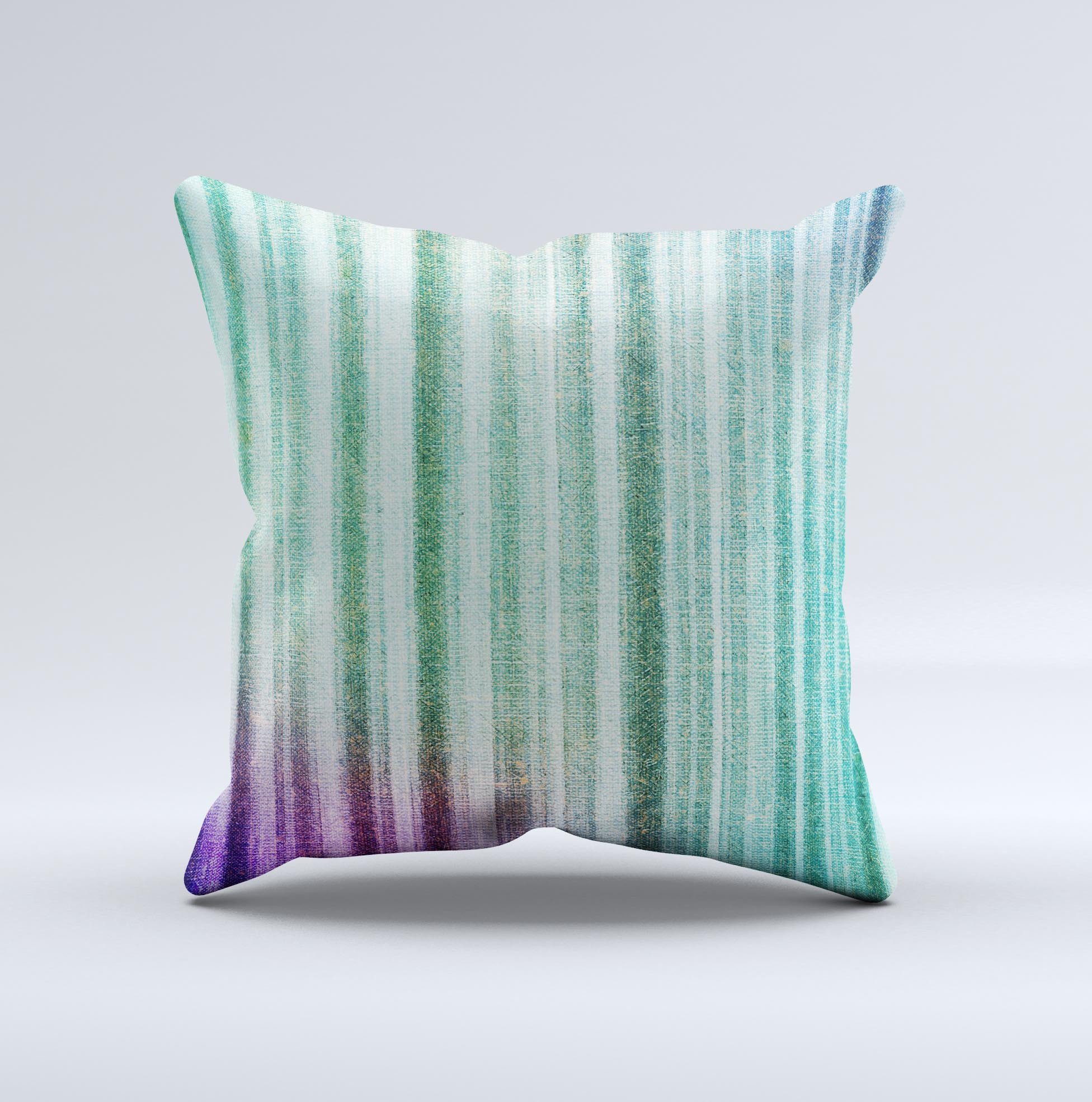 A vibrant green and purple dyed decorative throw pillow, handcrafted in Virginia, showcasing unique textile design and high-quality fabric.