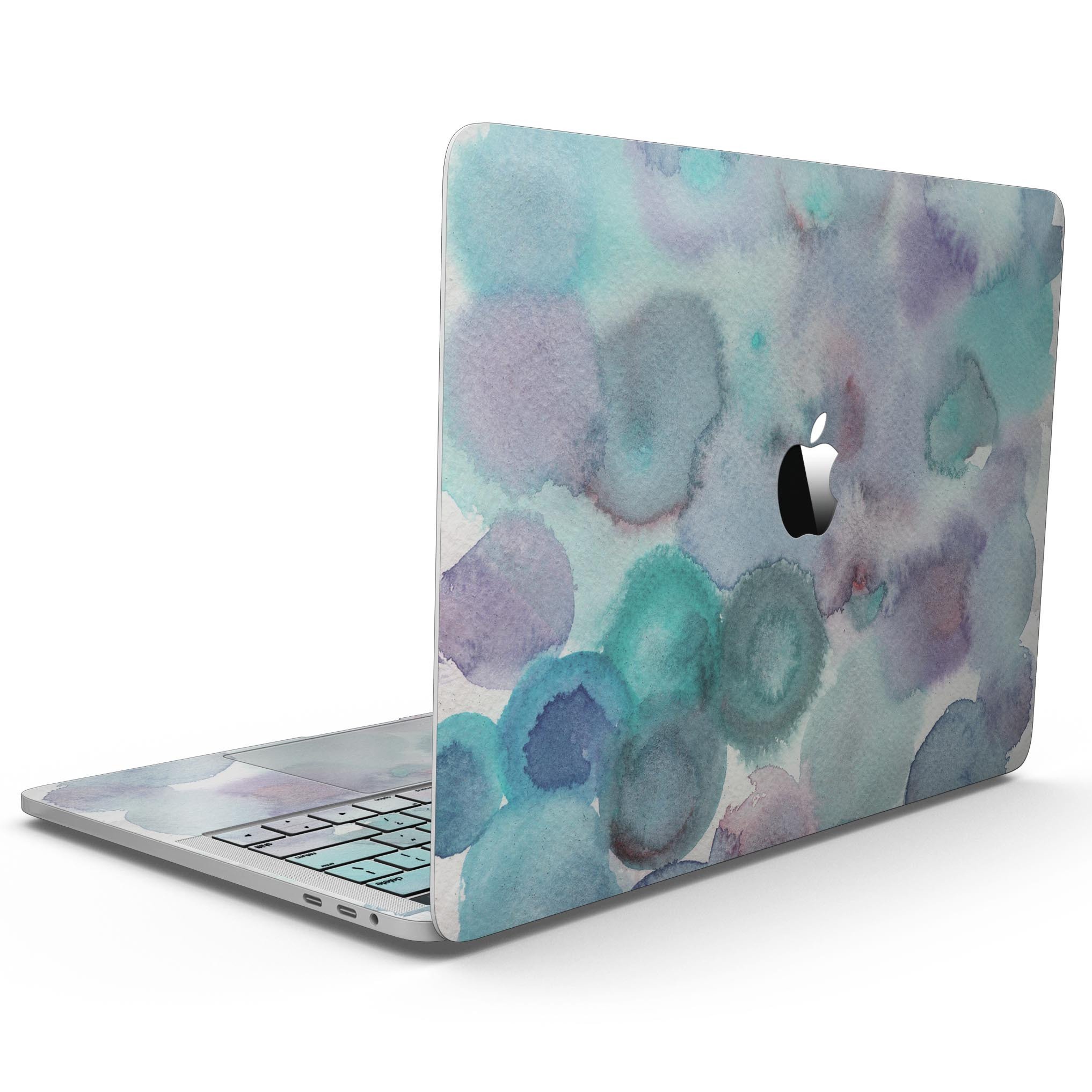 Green Blotted WaterColor Texture skin for MacBook Pro with Touch Bar, showcasing vibrant colors and a sleek design.