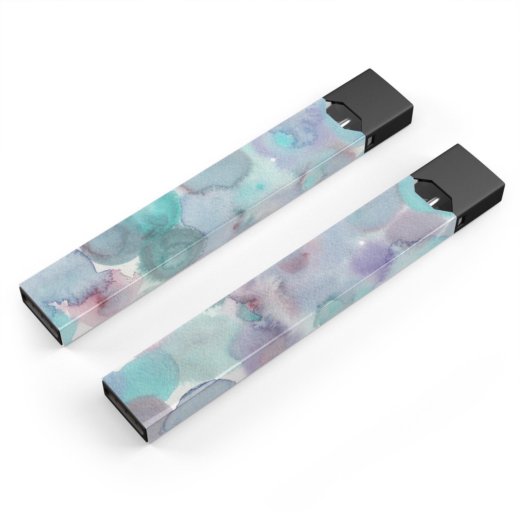 Green Blotted WaterColor Texture skin-wrap for JUUL vaping device, showcasing vibrant colors and a protective design.