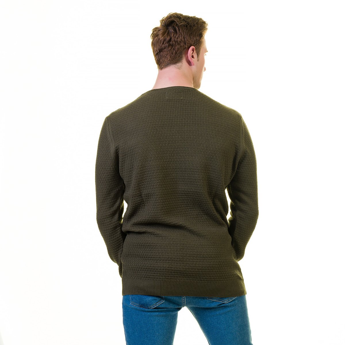 Green European Wool Luxury Zippered Sweater Jacket with hoodie, showcasing its stylish design and soft fabric.