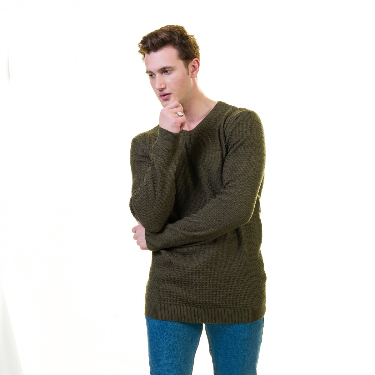 Green European Wool Luxury Zippered Sweater Jacket with hoodie, showcasing its stylish design and soft fabric.