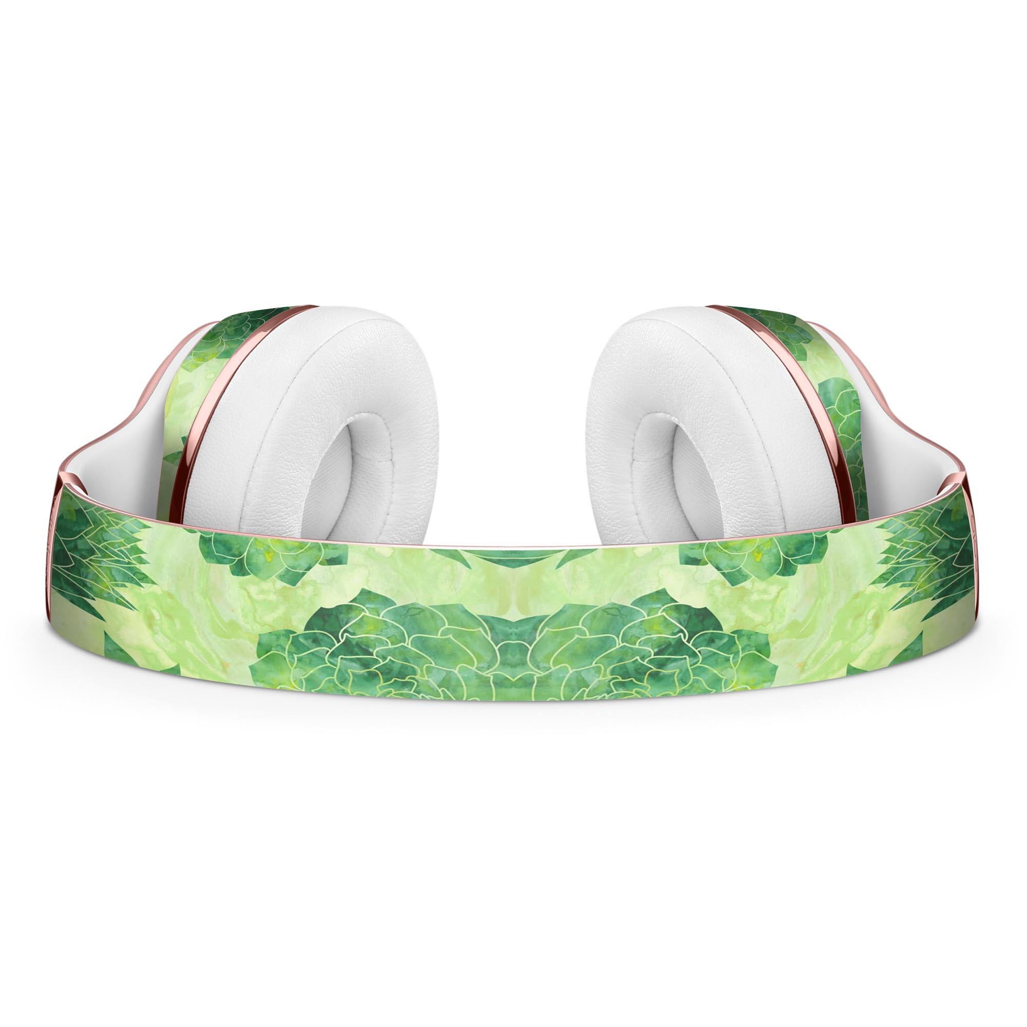 Green Floral Succulents Full-Body Skin Kit designed for Beats by Dre Solo 3 Wireless Headphones, showcasing vibrant floral patterns.