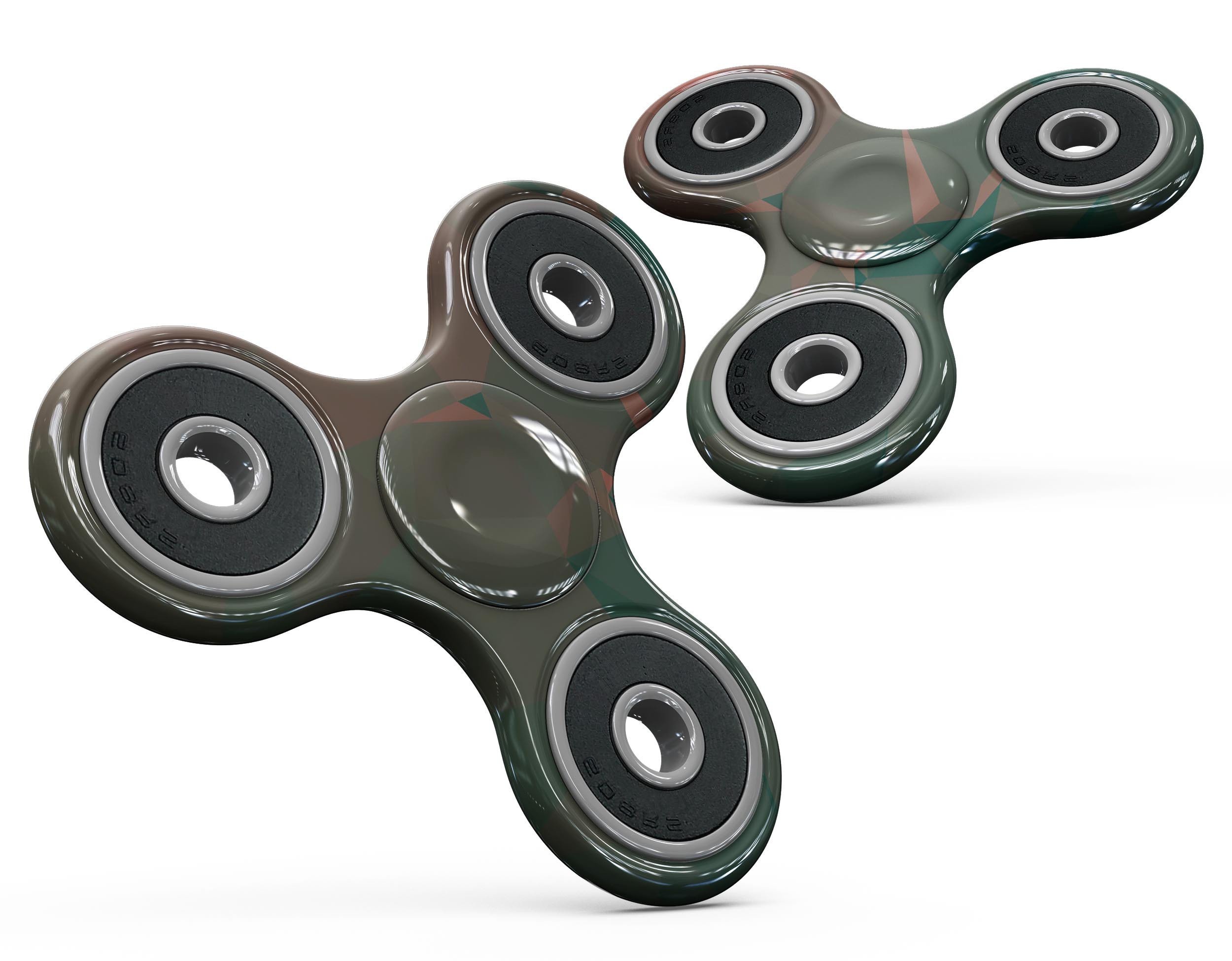 Green Geometric V10 Full-Body Fidget Spinner Skin-Kit showcasing vibrant geometric patterns on premium vinyl.