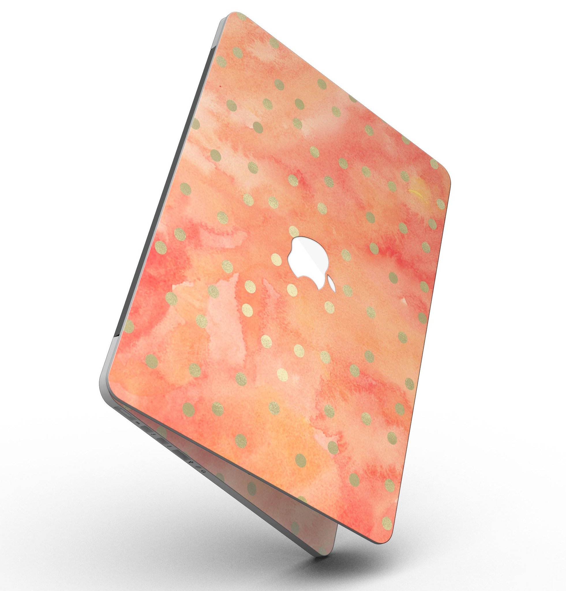 Green polka dots design on a water-colored background for MacBook Pro with Retina Display, showcasing style and protection.