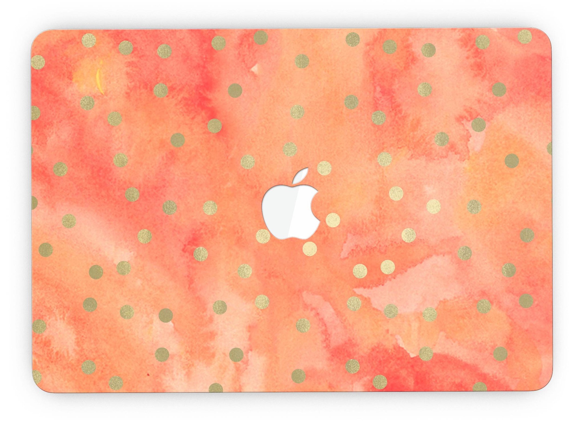 Green polka dots design on a water-colored background for MacBook Pro with Retina Display, showcasing style and protection.