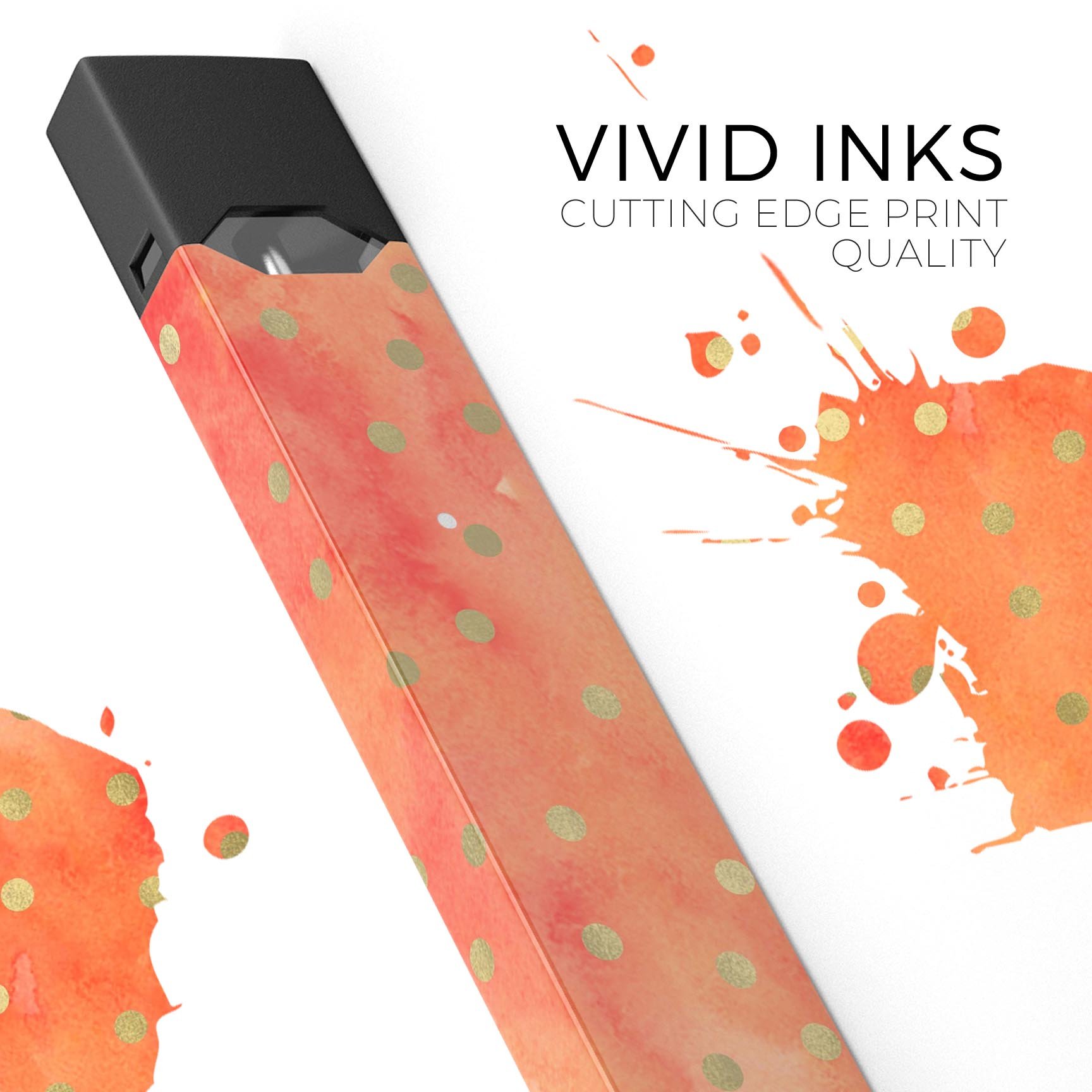 Green Polka Dots Over Water Colored Fire decal skin for JUUL vaping device, showcasing vibrant colors and unique design.