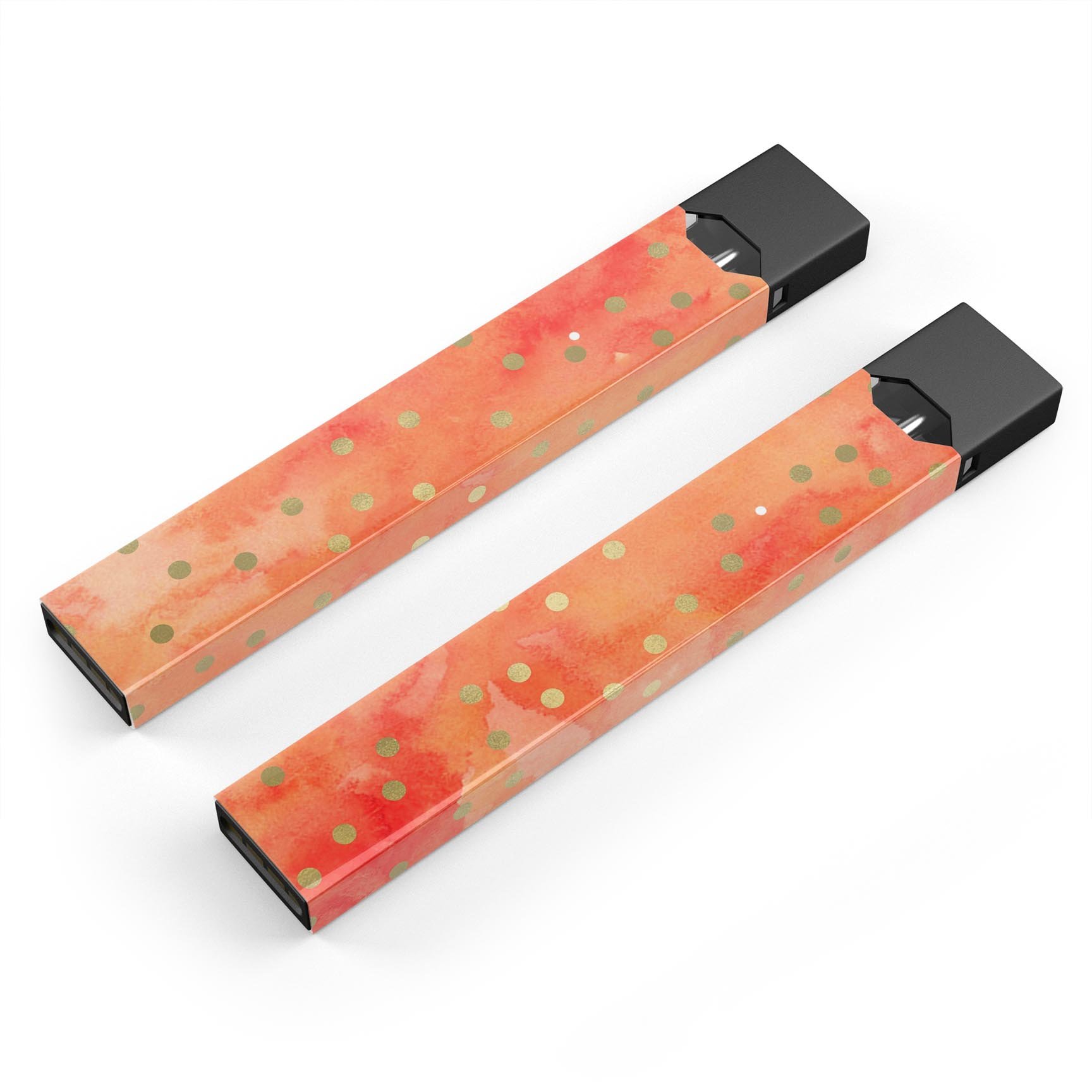 Green Polka Dots Over Water Colored Fire decal skin for JUUL vaping device, showcasing vibrant colors and unique design.