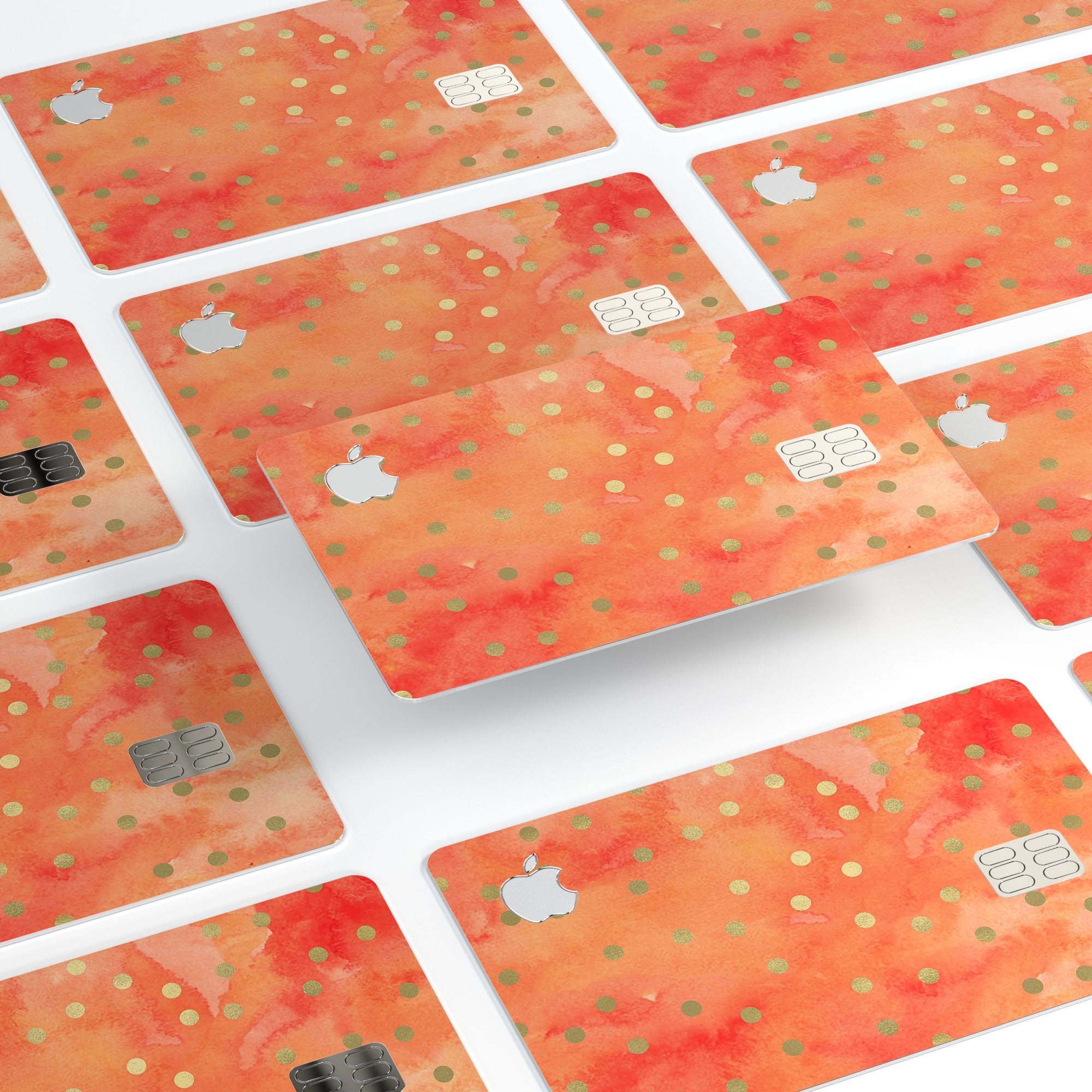 Green Polka Dots Over Water Colored Fire decal on an Apple Card, showcasing vibrant design and premium quality.