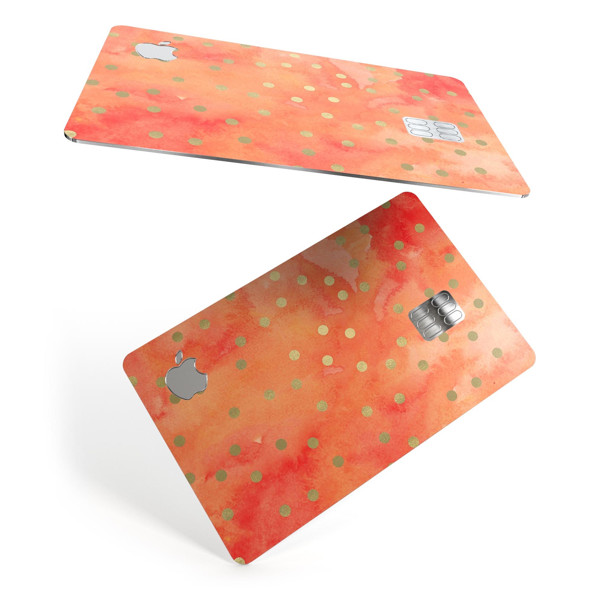 Green Polka Dots Over Water Colored Fire decal on an Apple Card, showcasing vibrant design and premium quality.