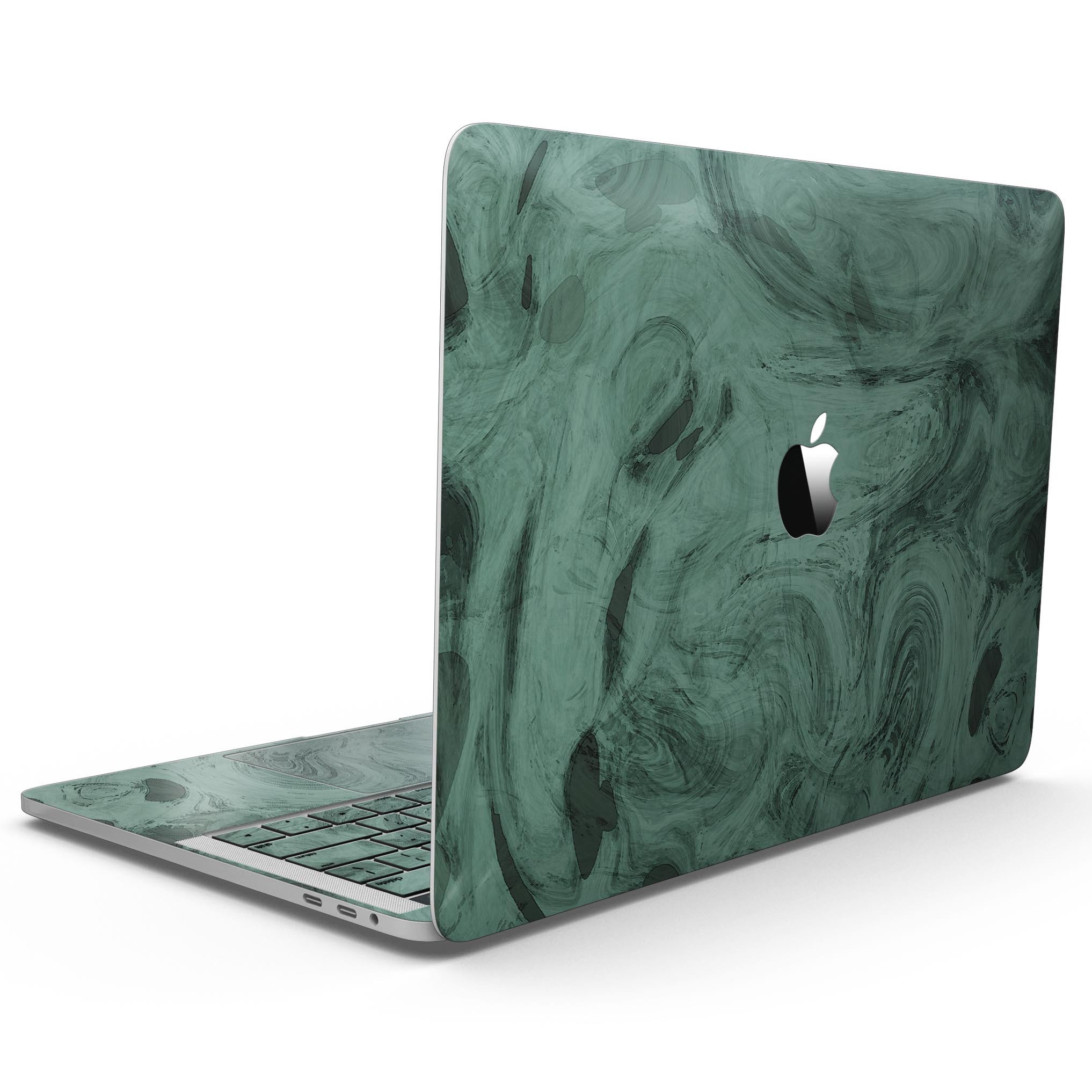 Green Slate Marble Skin Kit for MacBook Pro with Touch Bar, showcasing a stylish marble design that fits perfectly.