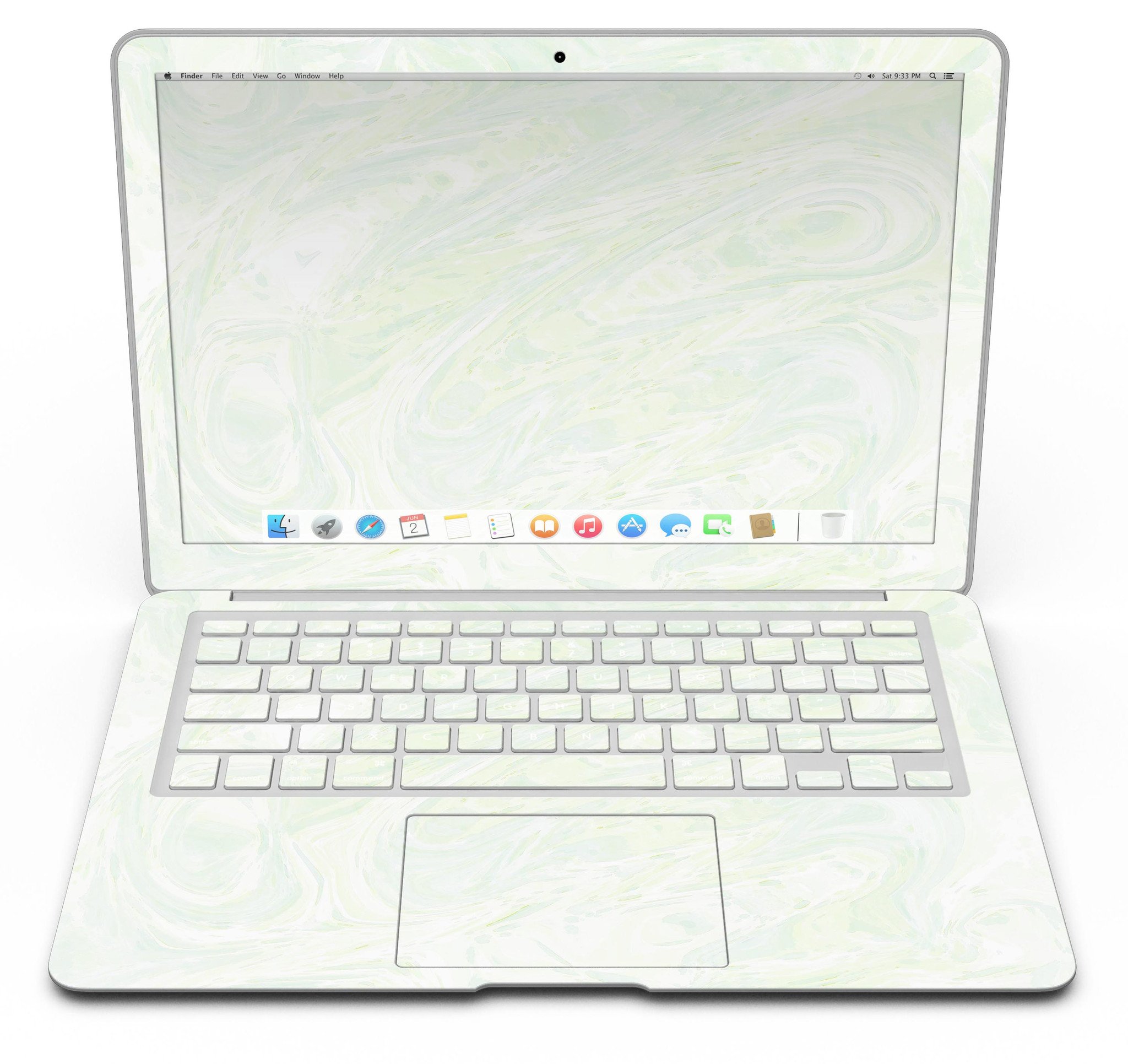 Green Slate Marble Skin Kit for MacBook Air, showcasing a stylish marble design with a premium vinyl finish.