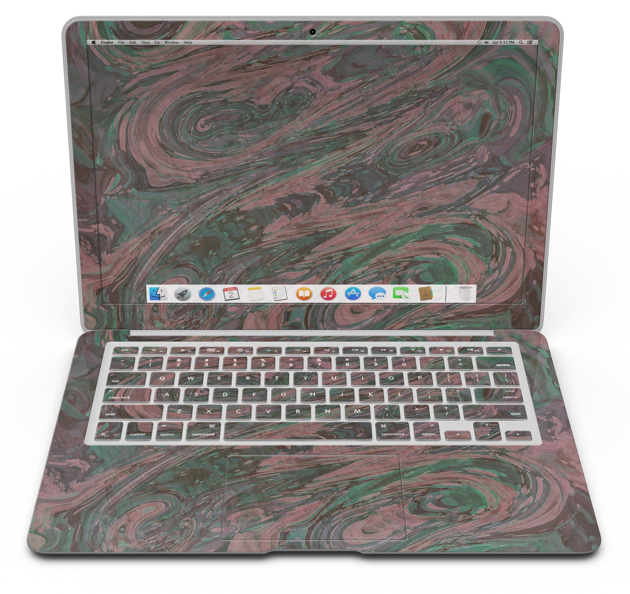 Green Slate Marble Skin Kit for MacBook Air, showcasing a stylish marble design on a sleek device.