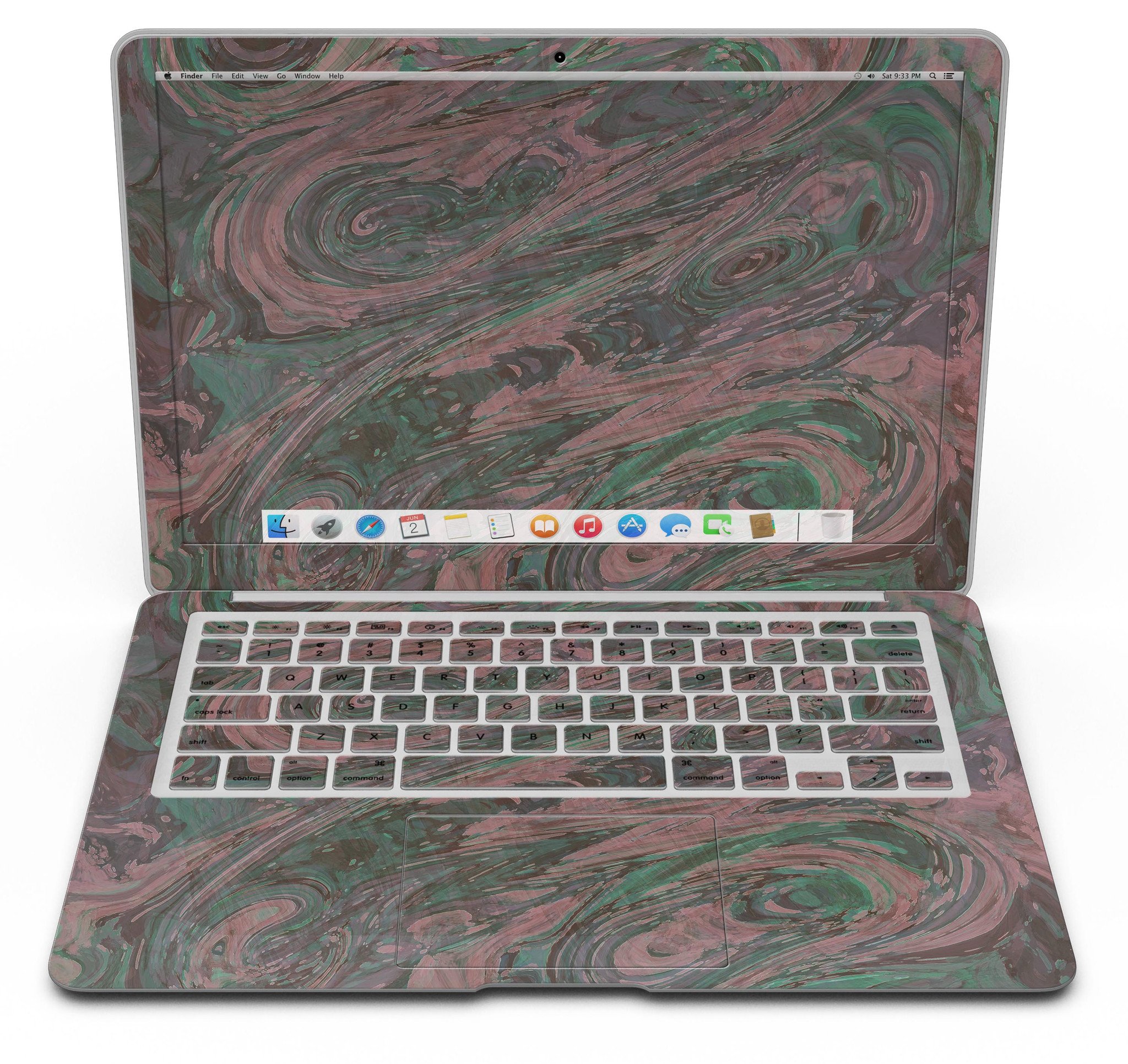 Green Slate Marble Skin Kit for MacBook Air, showcasing a stylish marble design on a sleek device.