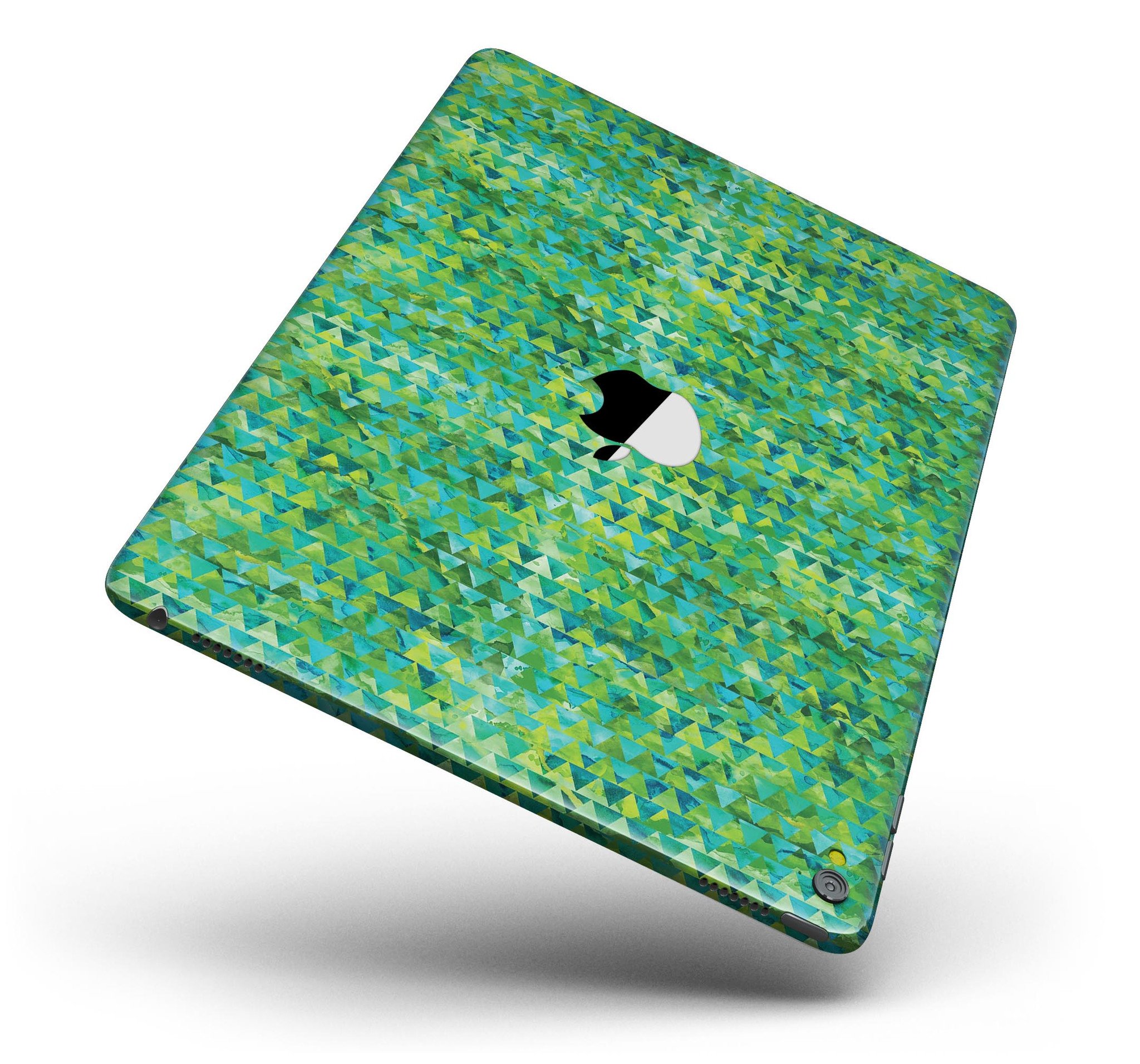 Green Textured Triangle Pattern Full Body Skin for iPad Pro, showcasing a stylish design that fits perfectly on the device.