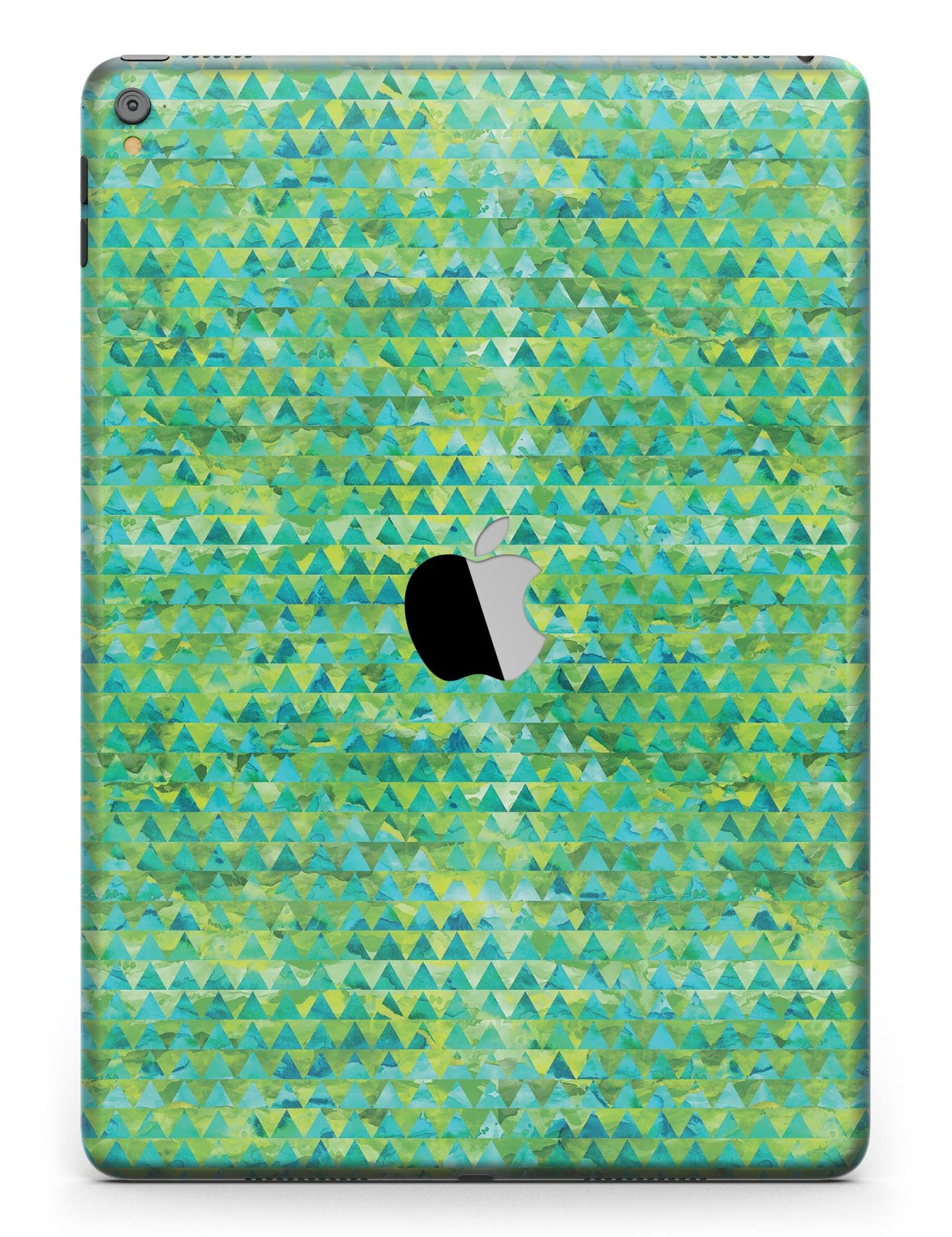 Green Textured Triangle Pattern Full Body Skin for iPad Pro, showcasing a stylish design that fits perfectly on the device.