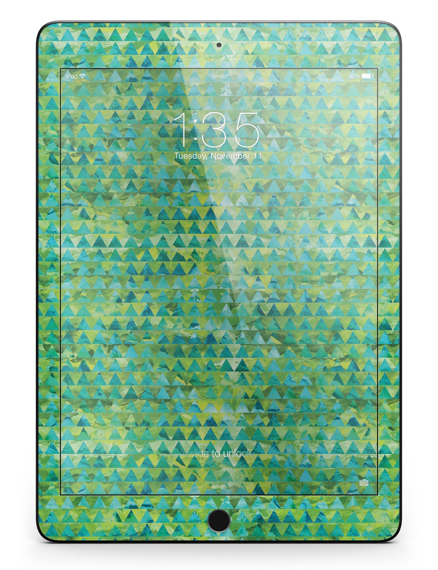 Green Textured Triangle Pattern Full Body Skin for iPad Pro, showcasing a stylish design that fits perfectly on the device.