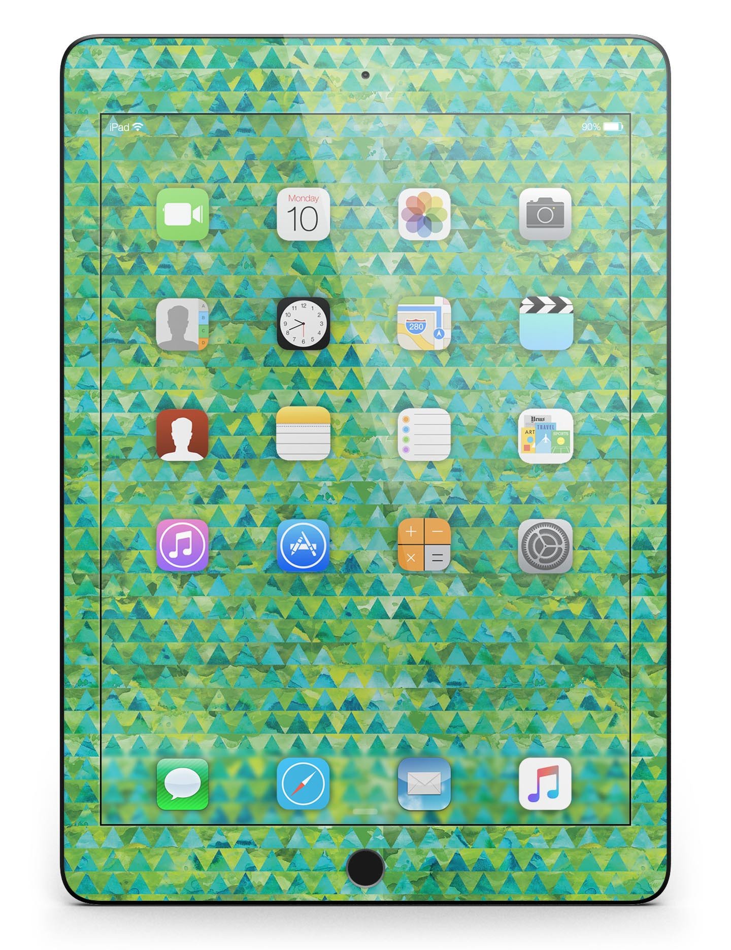 Green Textured Triangle Pattern Full Body Skin for iPad Pro, showcasing a stylish design that fits perfectly on the device.