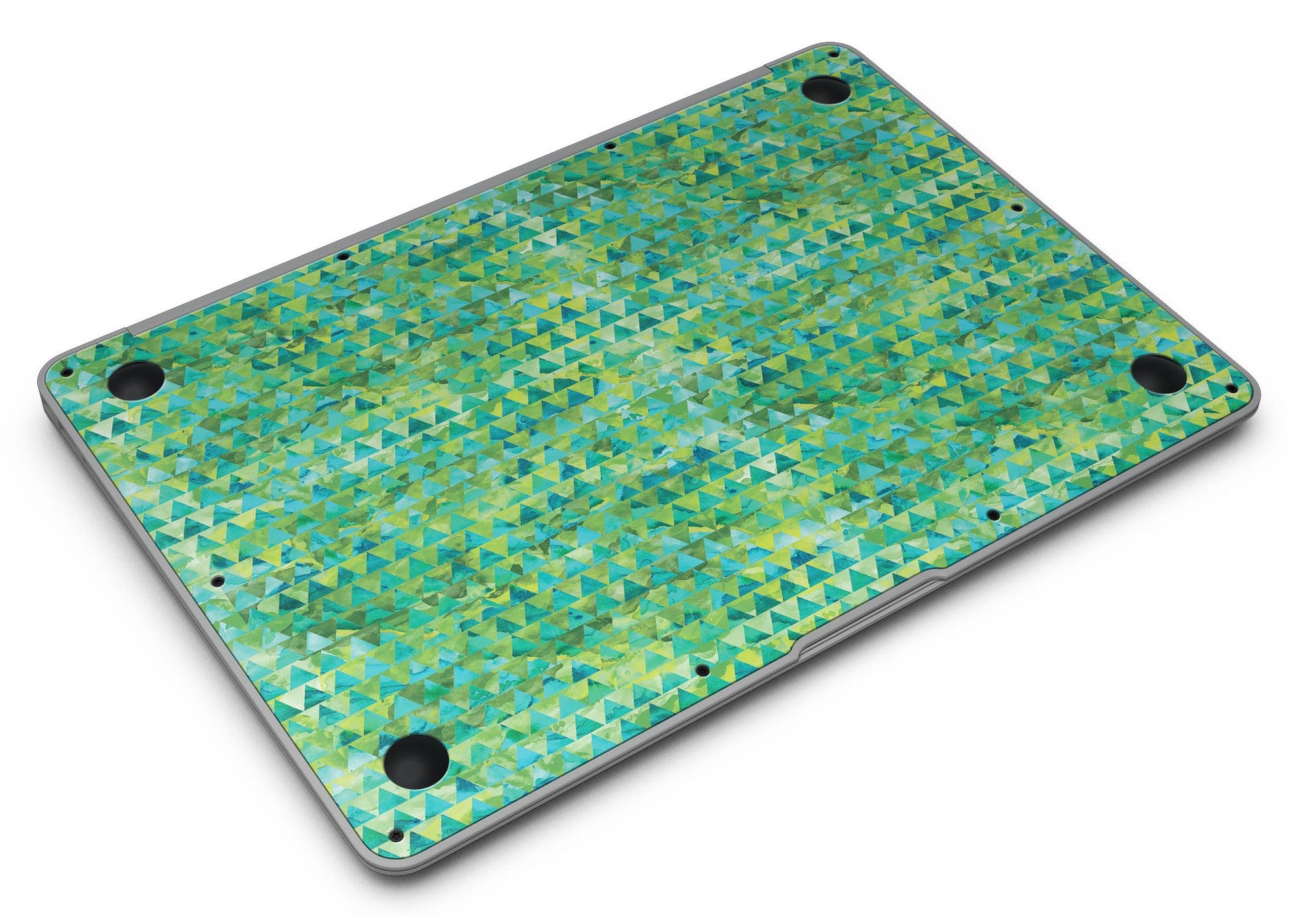 Green Textured Triangle Pattern MacBook Air Skin Kit showcasing a stylish design that protects the device.