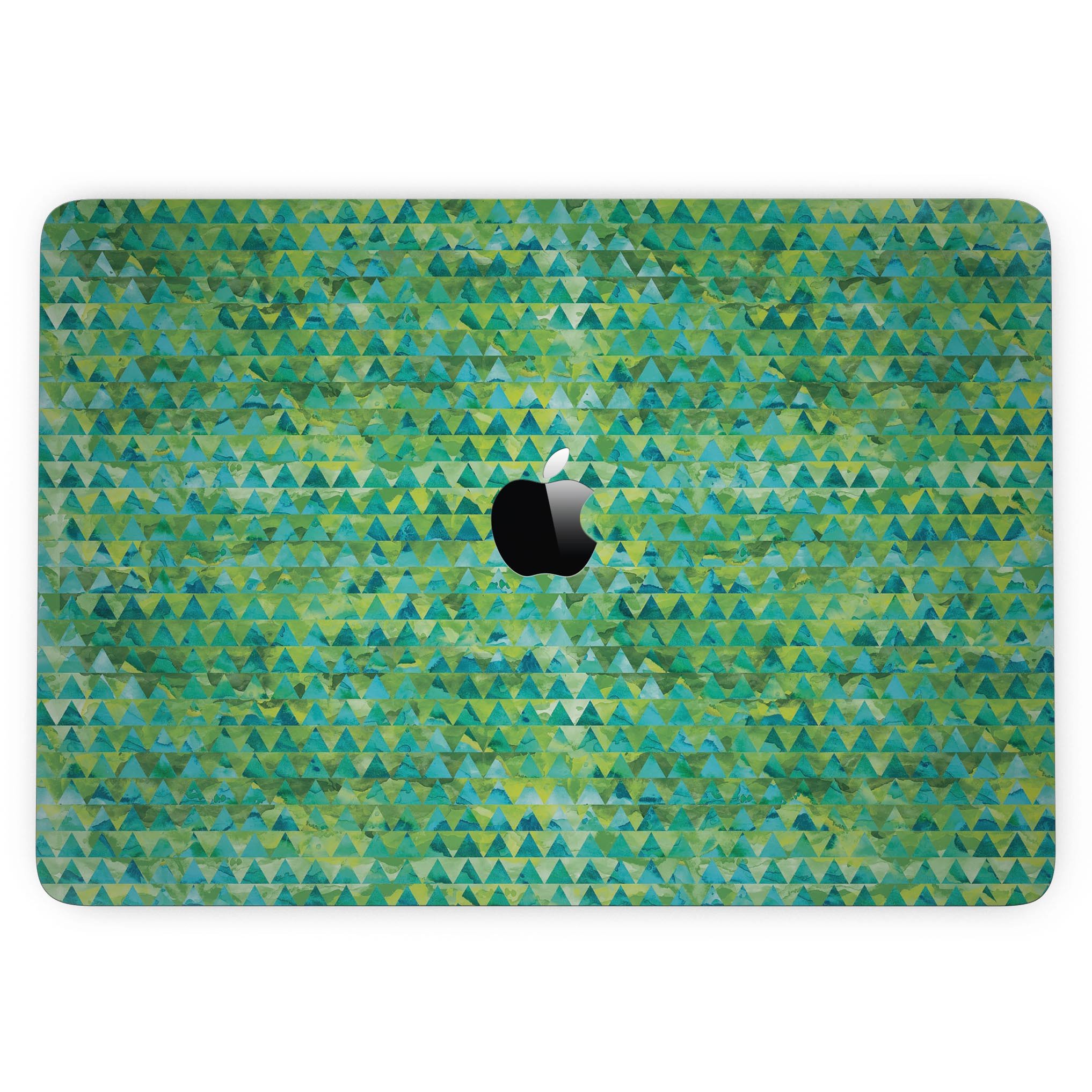 Green Textured Triangle Pattern skin for MacBook Pro with Touch Bar, showcasing a stylish design that protects against scratches.