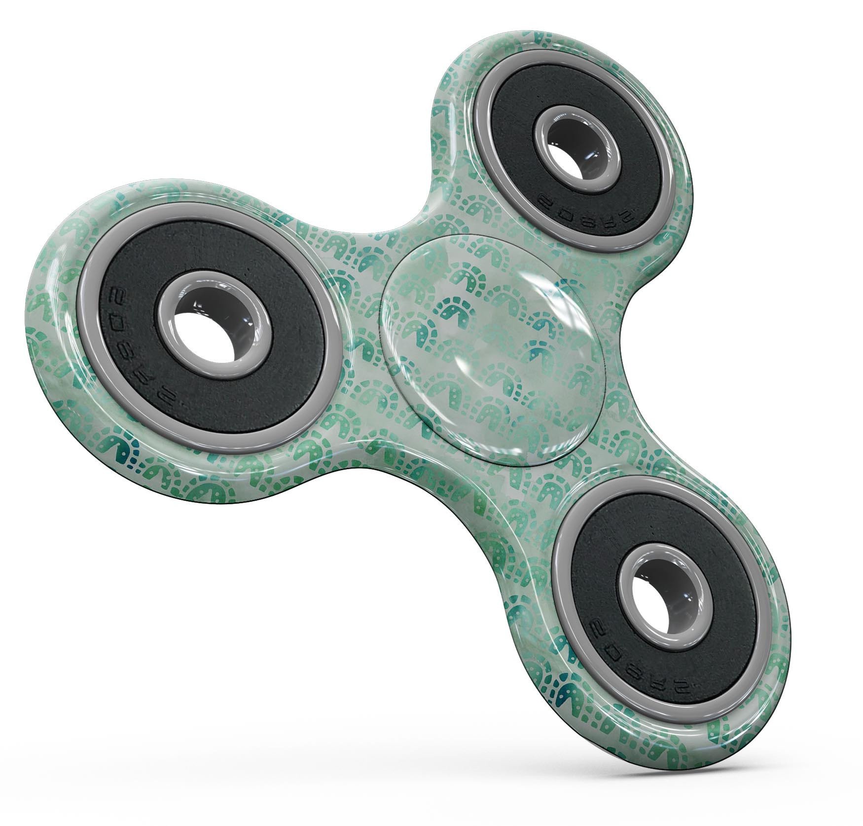 Green Watercolor Arches Pattern Full-Body Skin-Kit for fidget spinner, showcasing vibrant colors and artistic design.