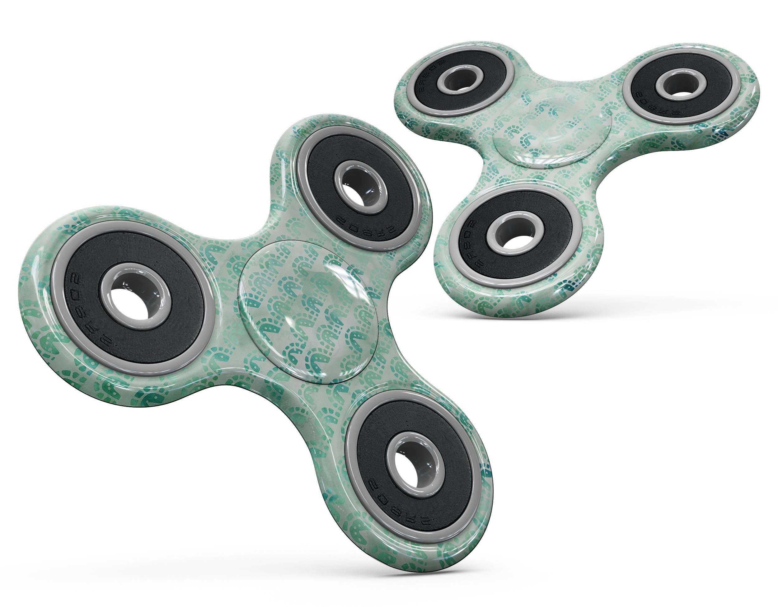 Green Watercolor Arches Pattern Full-Body Skin-Kit for fidget spinner, showcasing vibrant colors and artistic design.