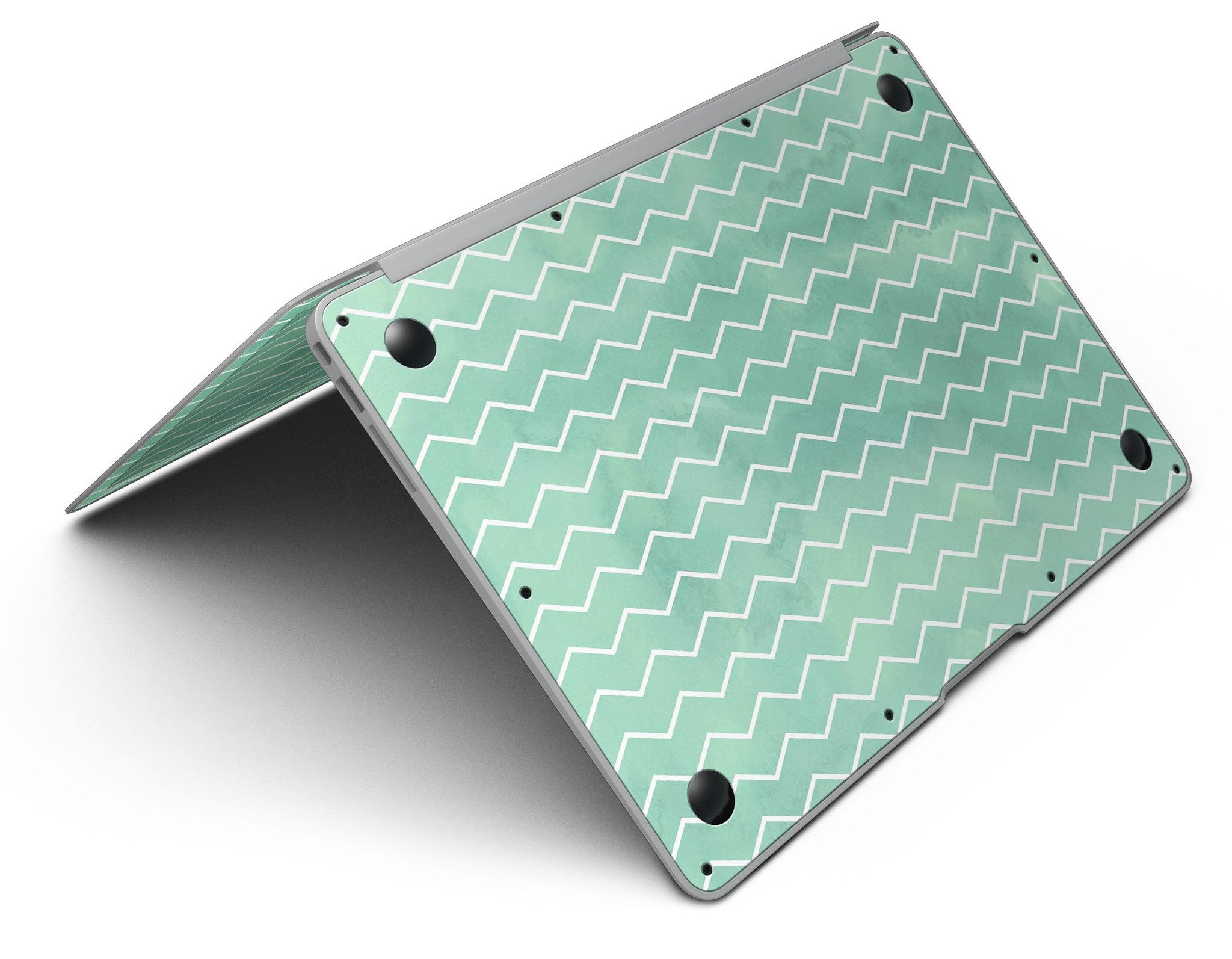Green Watercolor Chevron MacBook Air Skin Kit showcasing a vibrant chevron pattern on a sleek device.