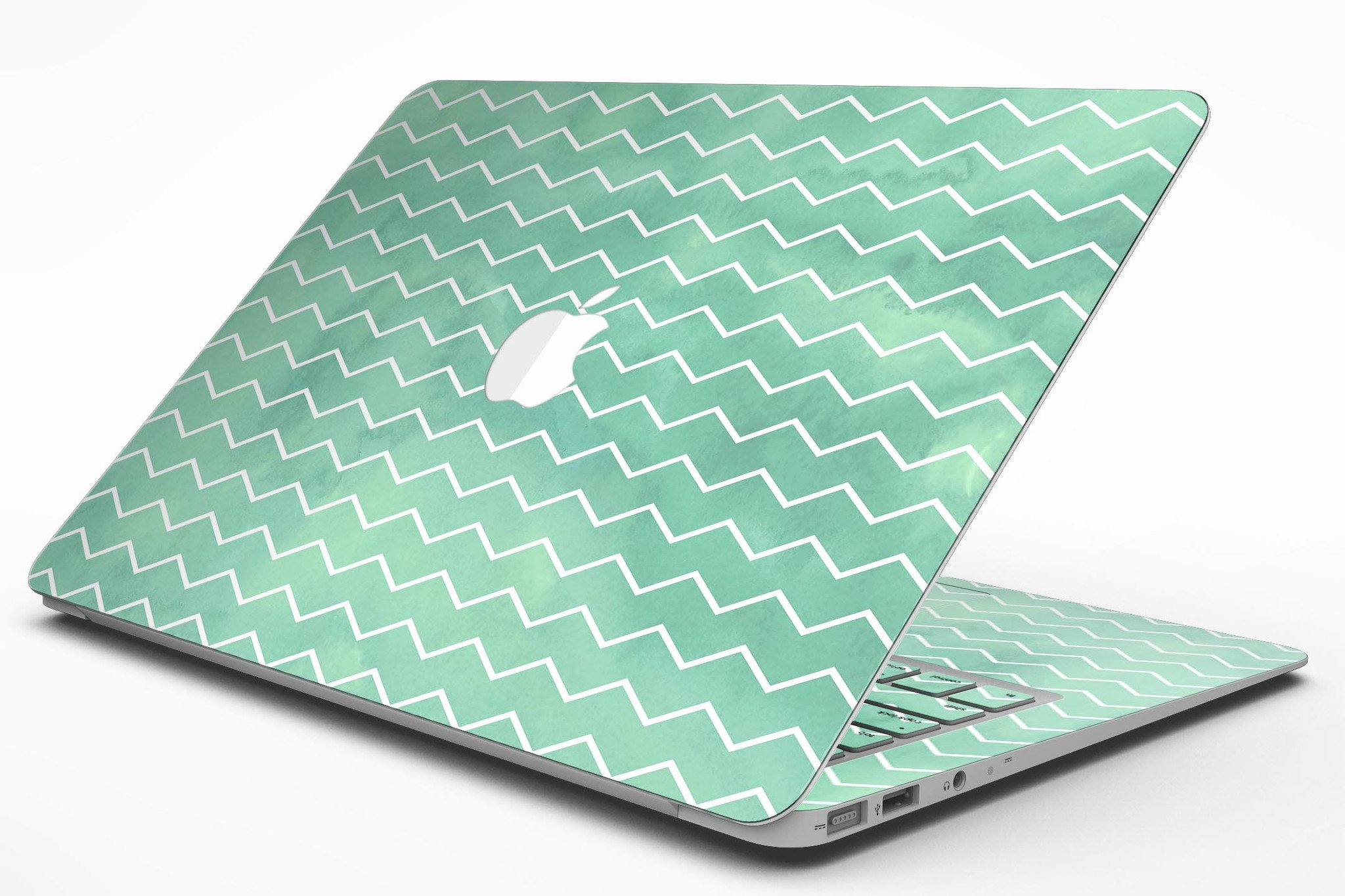 Green Watercolor Chevron MacBook Air Skin Kit showcasing a vibrant chevron pattern on a sleek device.