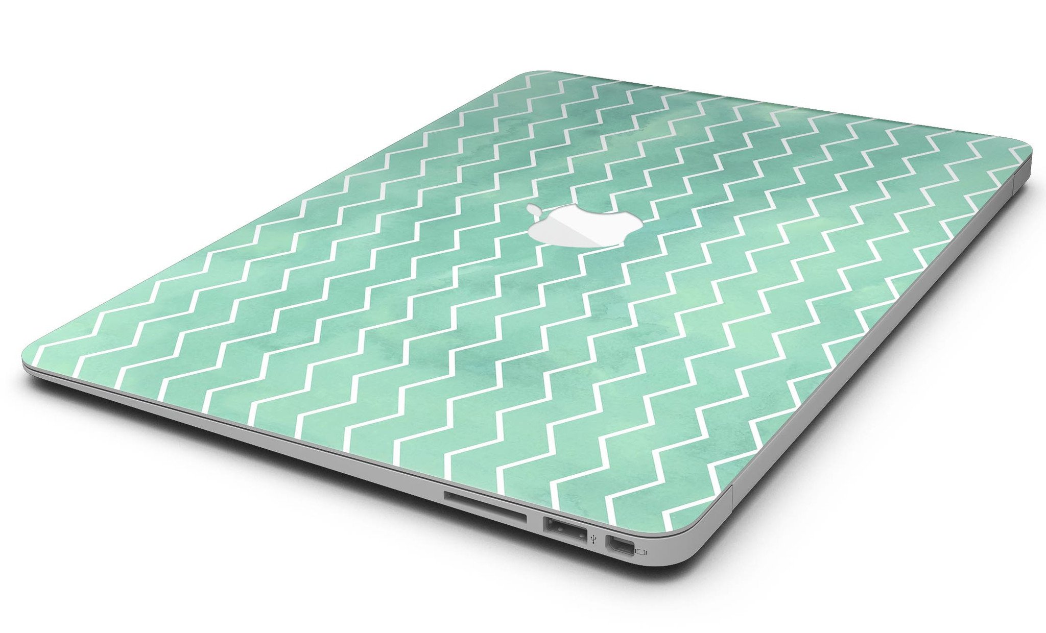 Green Watercolor Chevron MacBook Air Skin Kit showcasing a vibrant chevron pattern on a sleek device.
